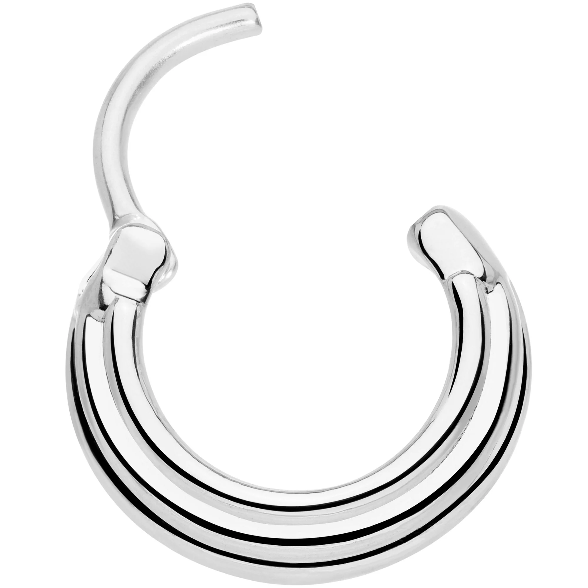 16G 3/8 Delicate Grooves Hinged Septum Ring - Image 2
