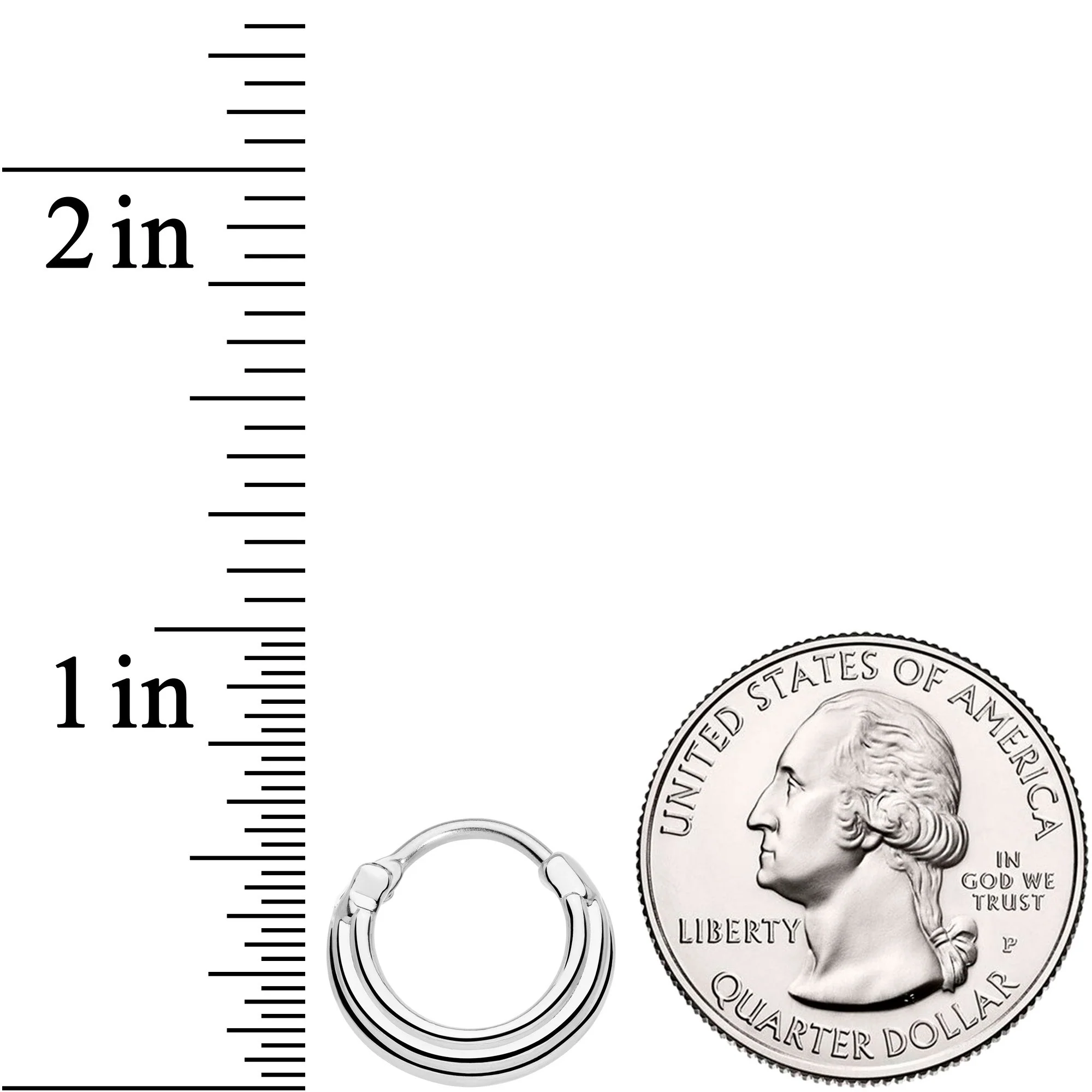 16G 3/8 Delicate Grooves Hinged Septum Ring - Image 4