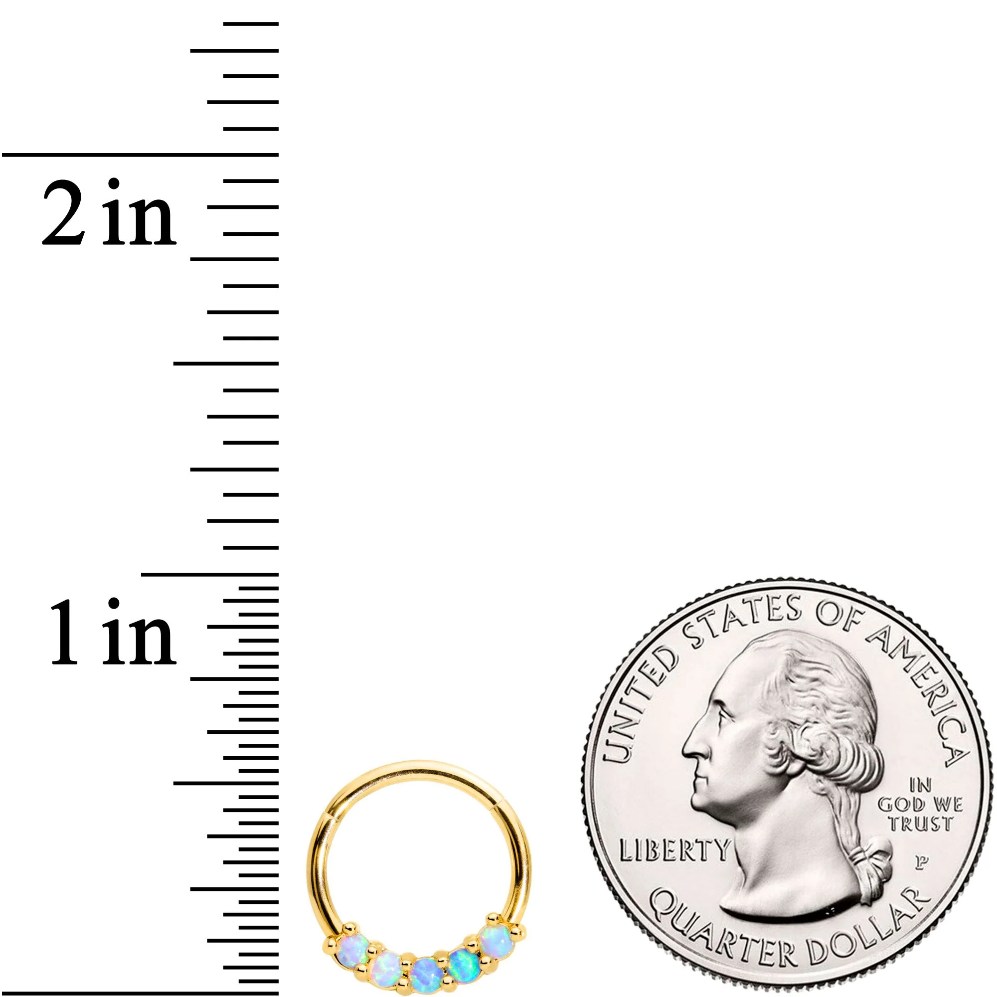 16G 3/8 Five Synthetic Opal Gold Tone Hinged Segment Ring - Image 3