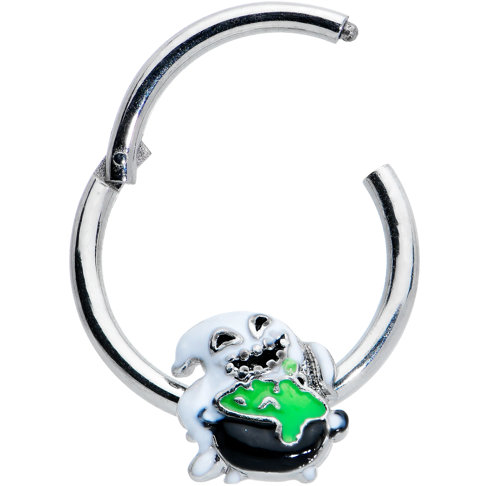 16G 3/8 Ghost Goo Cauldron Halloween Hinged Segment Ring - Image 2