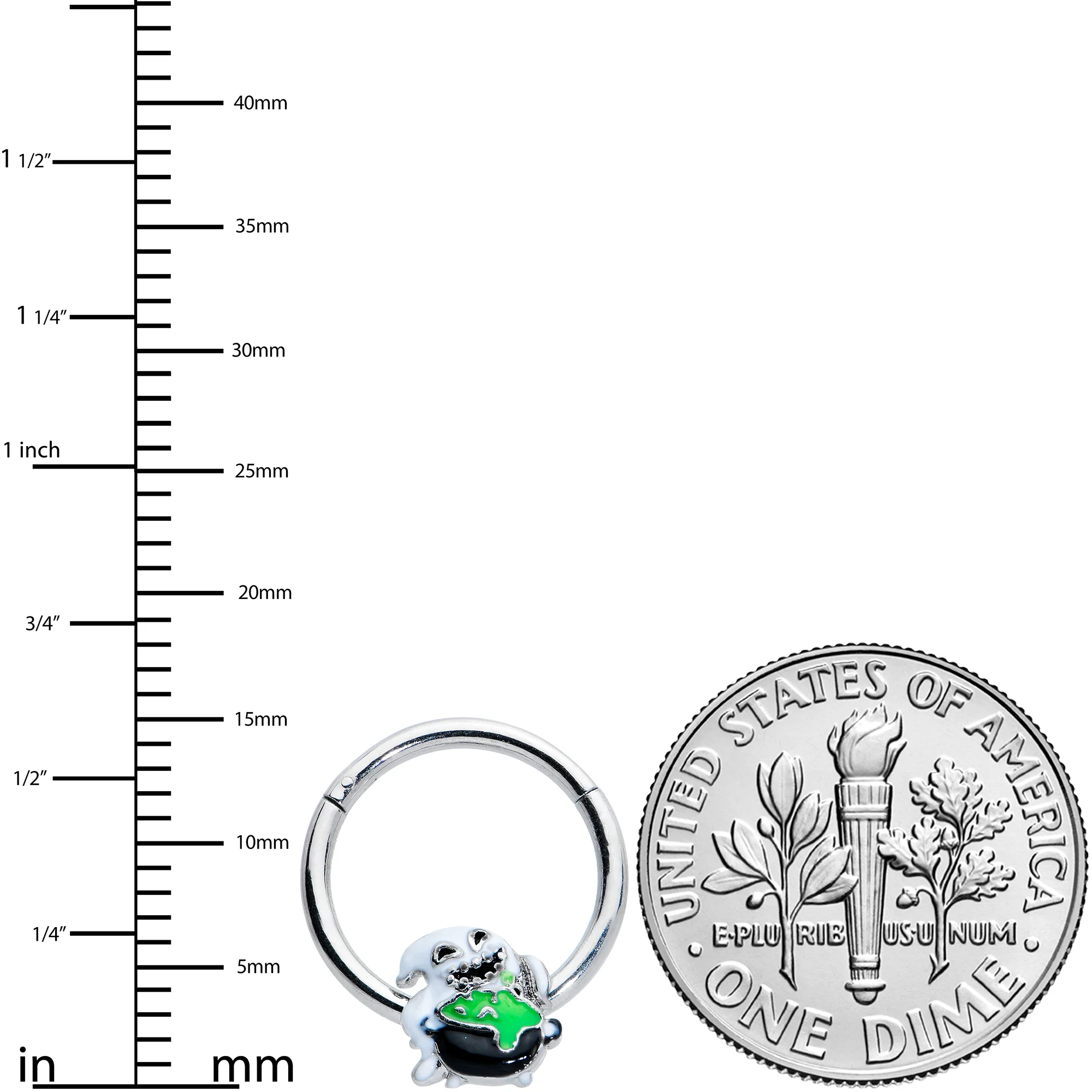 16G 3/8 Ghost Goo Cauldron Halloween Hinged Segment Ring - Image 3