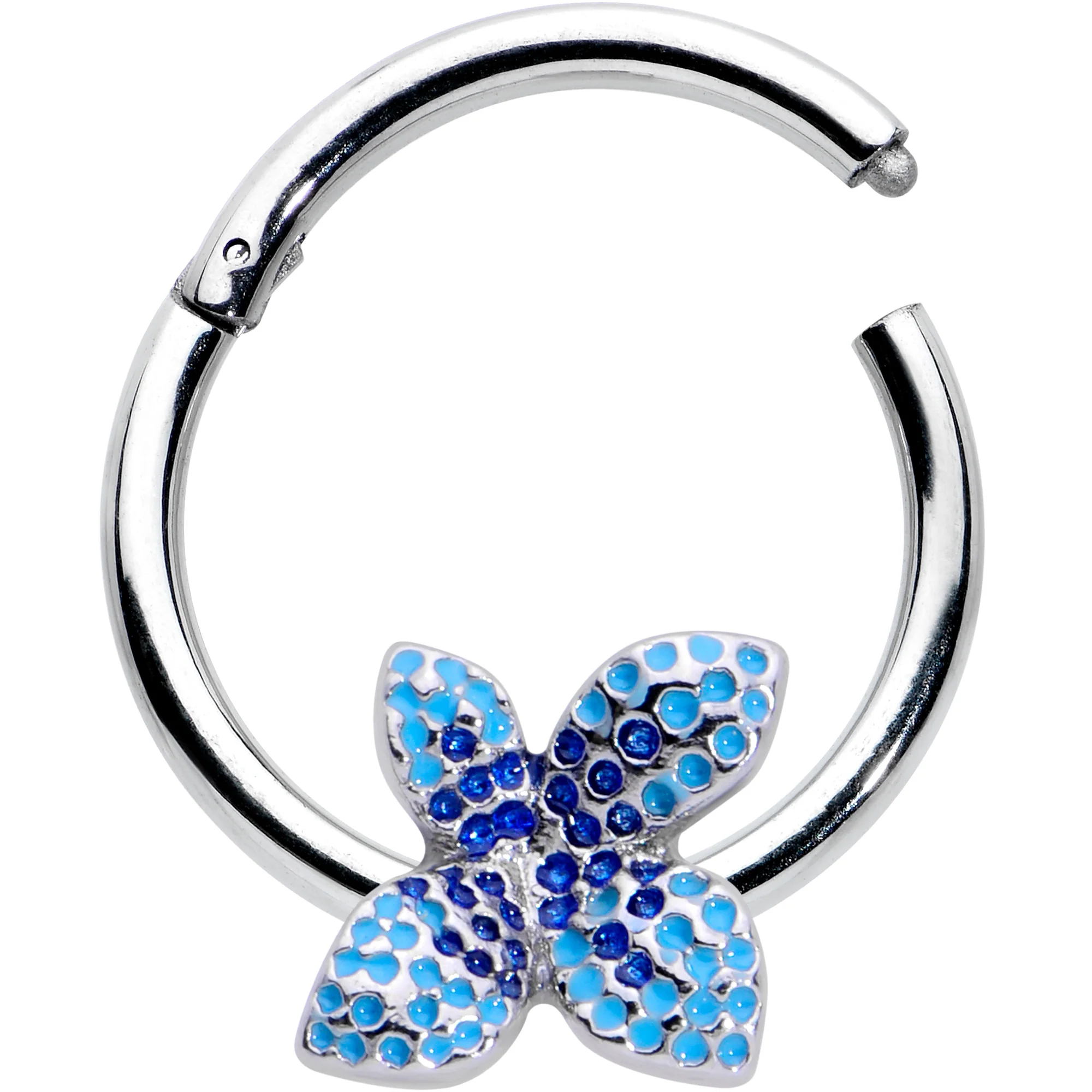 16G 3/8 Glamour Butterfly Hinged Segment Ring - Image 2