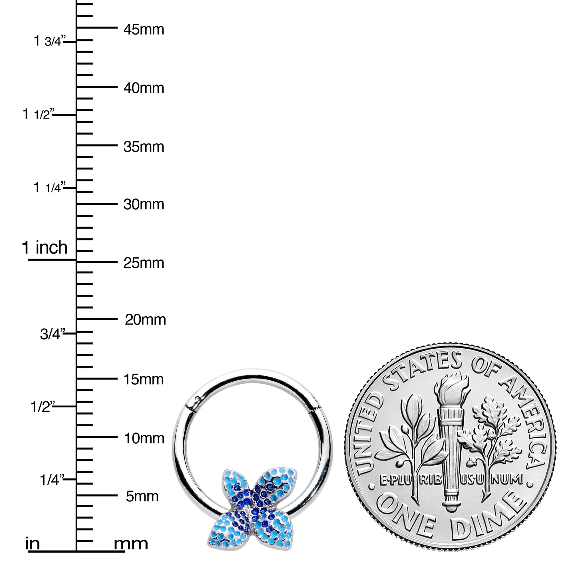 16G 3/8 Glamour Butterfly Hinged Segment Ring - Image 3