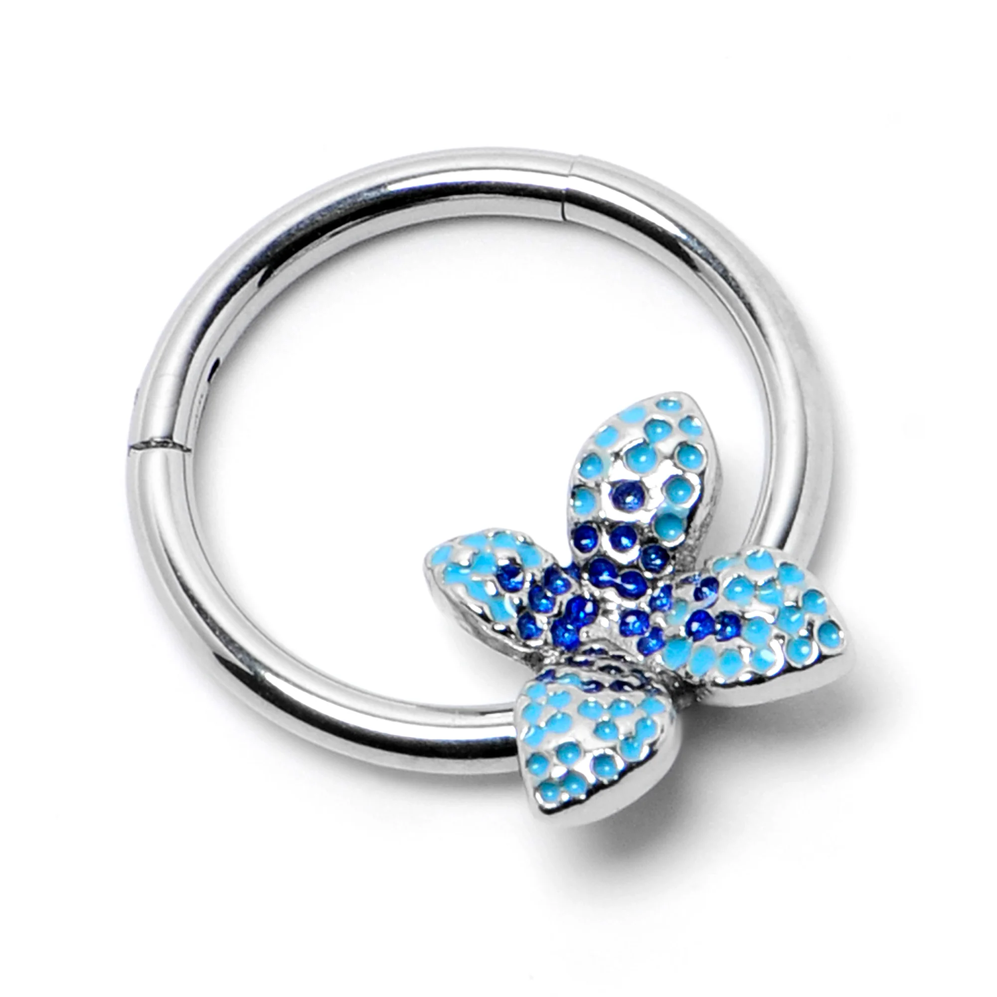 16G 3/8 Glamour Butterfly Hinged Segment Ring - Image 4