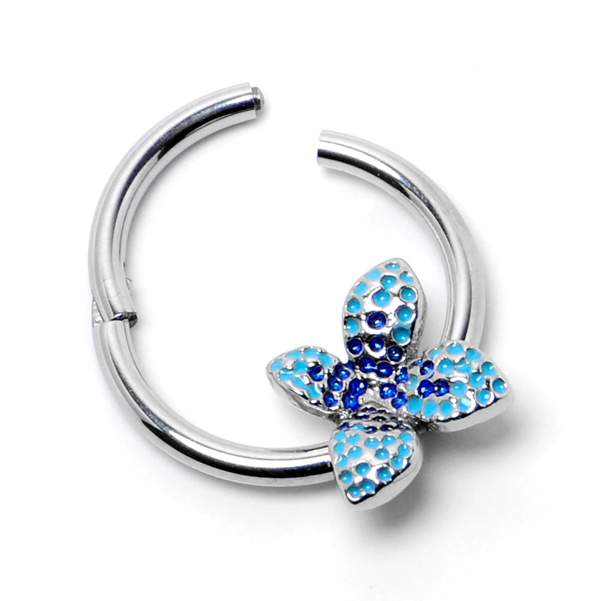 16G 3/8 Glamour Butterfly Hinged Segment Ring - Image 5