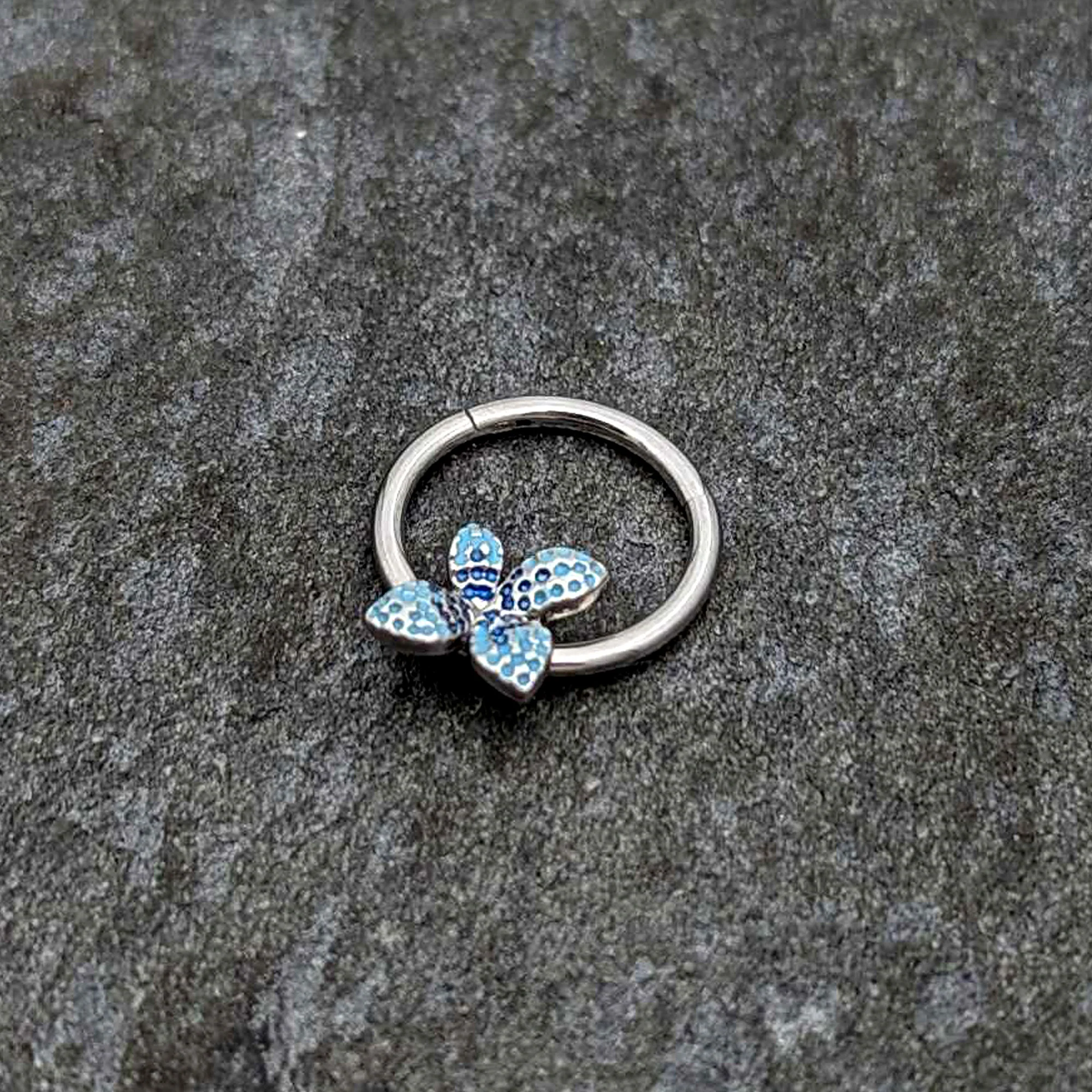 16G 3/8 Glamour Butterfly Hinged Segment Ring - Image 6