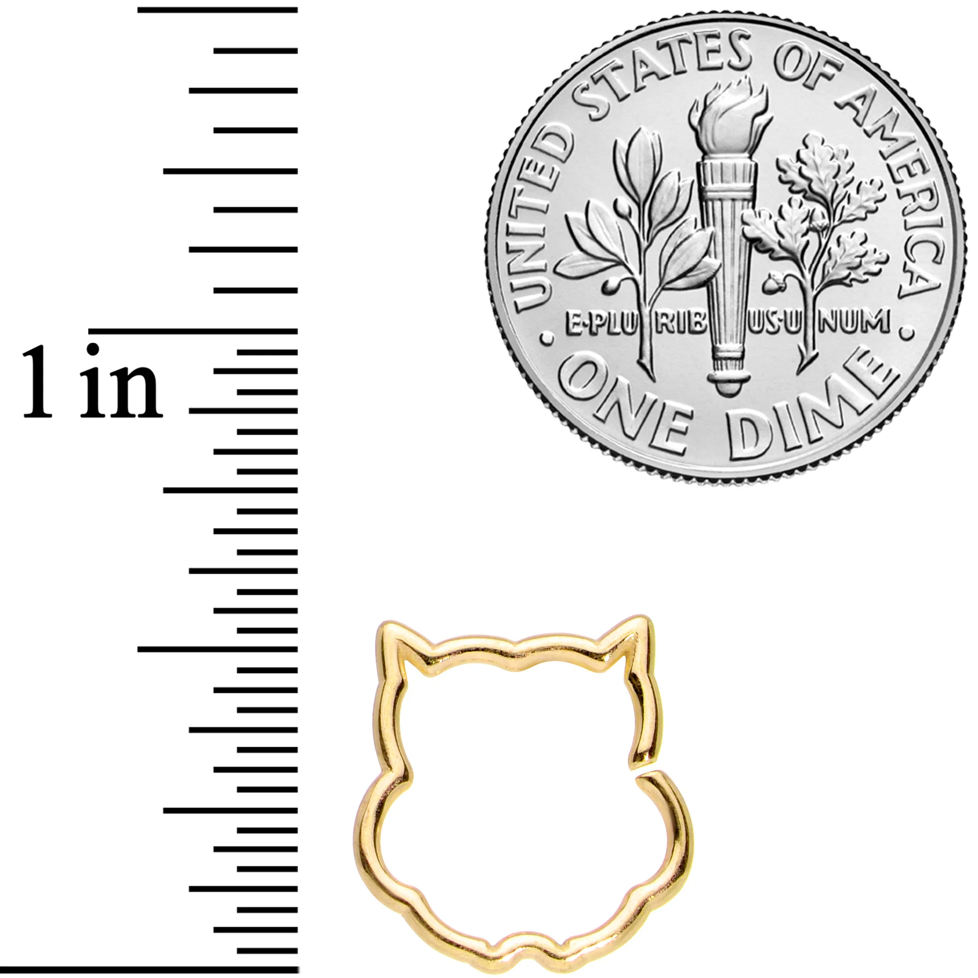16G 3/8 Gold Tone Barn Owl Halloween Closure Ring - Image 2