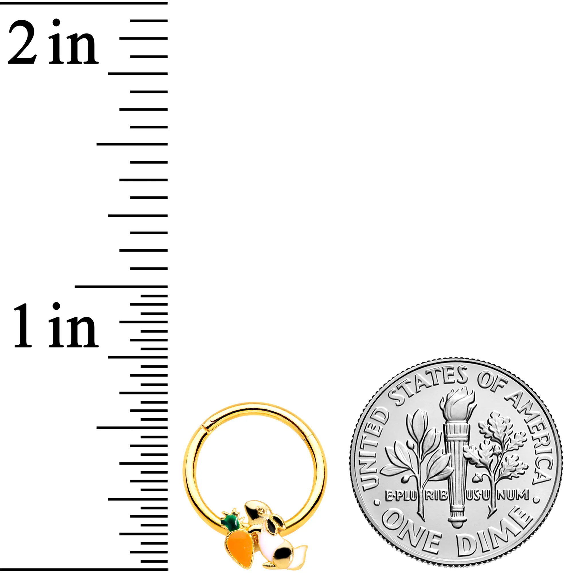 16G 3/8 Gold Tone Bunny Rabbit Carrot Easter Hinged Segment Ring - Image 3