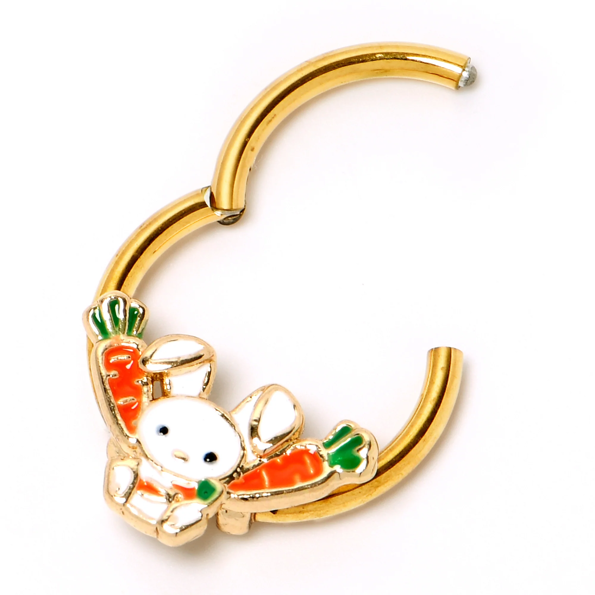 16G 3/8 Gold Tone Cutie Easter Bunny Hinged Segment Ring - Image 5