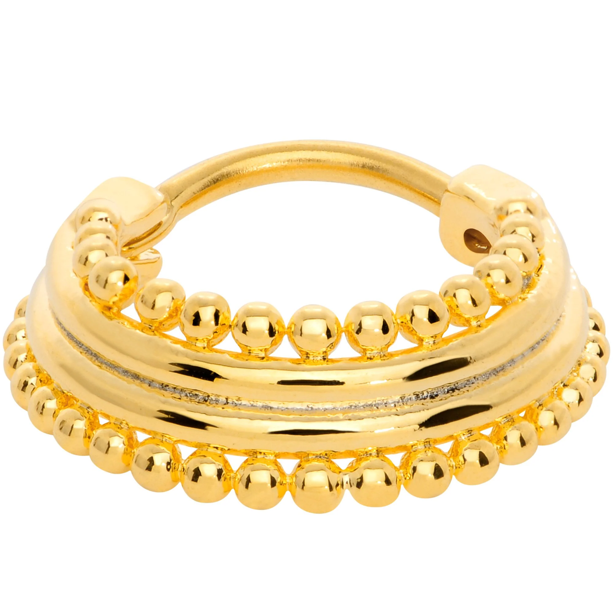 16G 3/8 Gold Tone Delicate Dots Hinged Septum Ring - Image 3