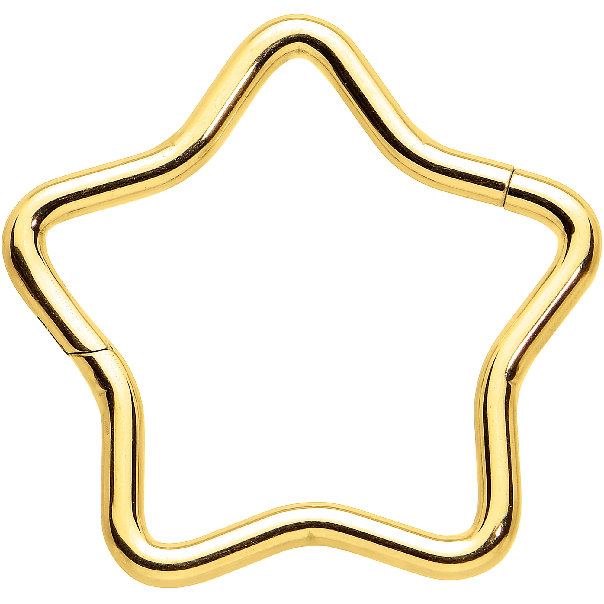 16G 3/8 Gold Tone Five Pointed Star Shaped Hinged Segment Ring - Image 2