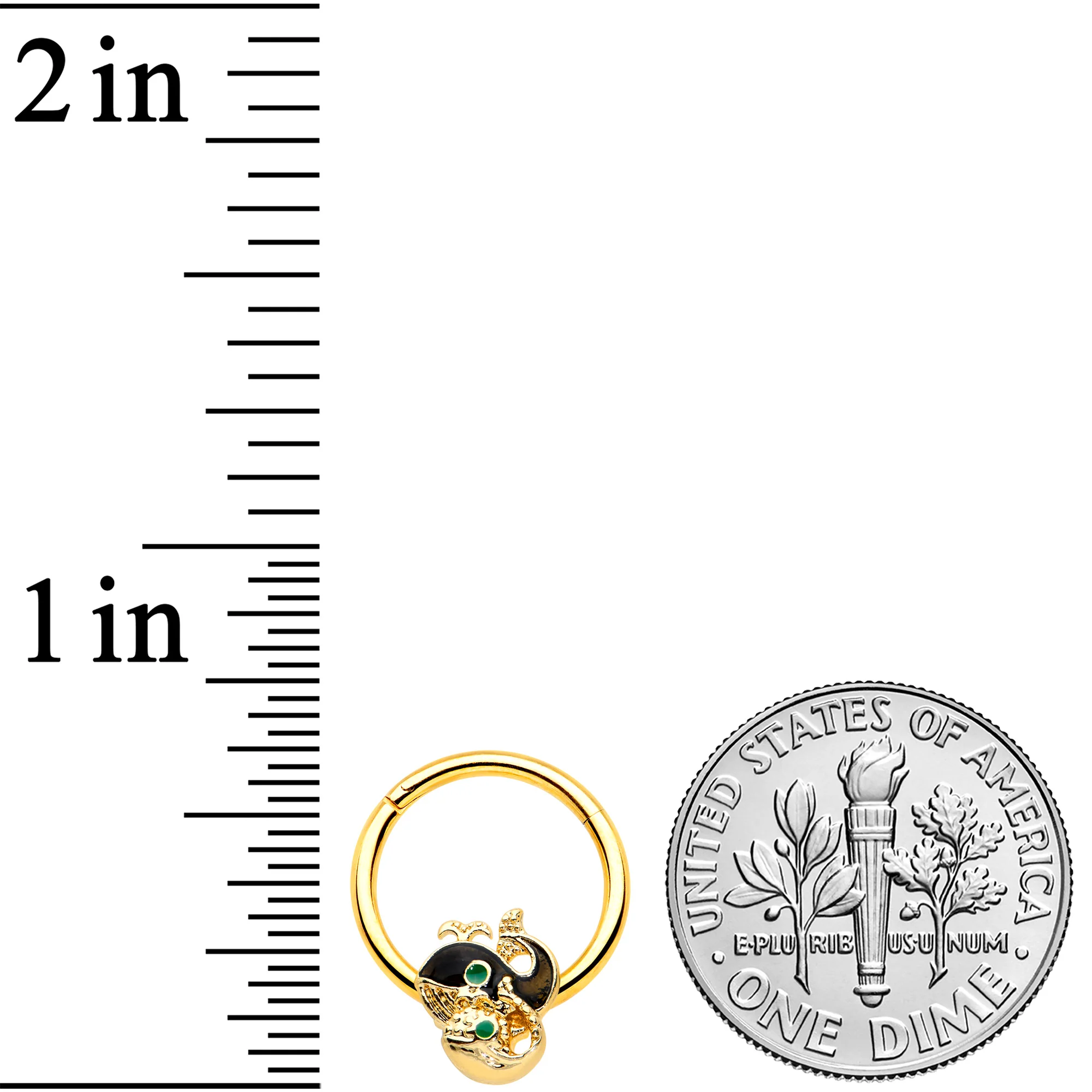16G 3/8 Gold Tone Mom Baby Whale Hinged Segment Ring - Image 3