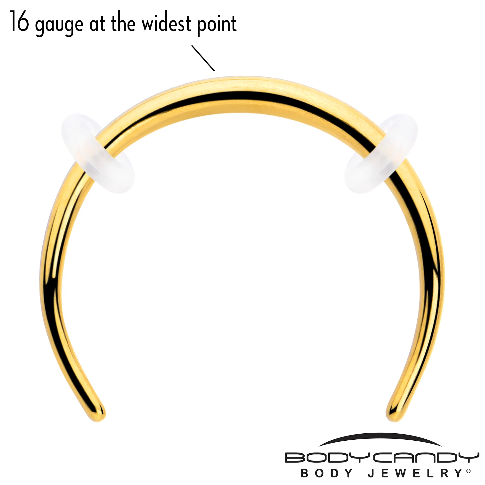 16G 3/8 Gold Tone Pincher Crescent Taper - Image 3