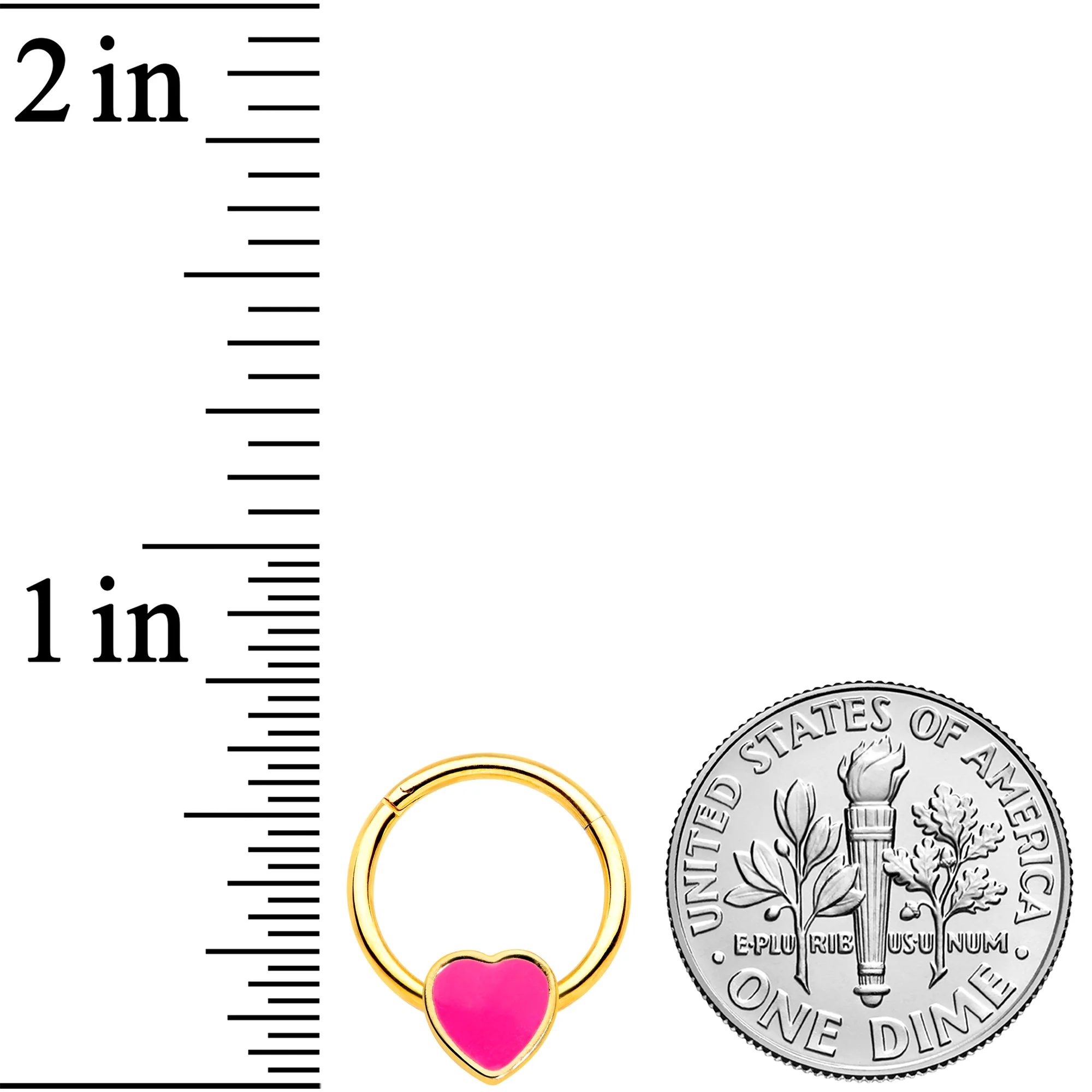 16G 3/8 Gold Tone Pink Heart Hinged Segment Ring - Image 3