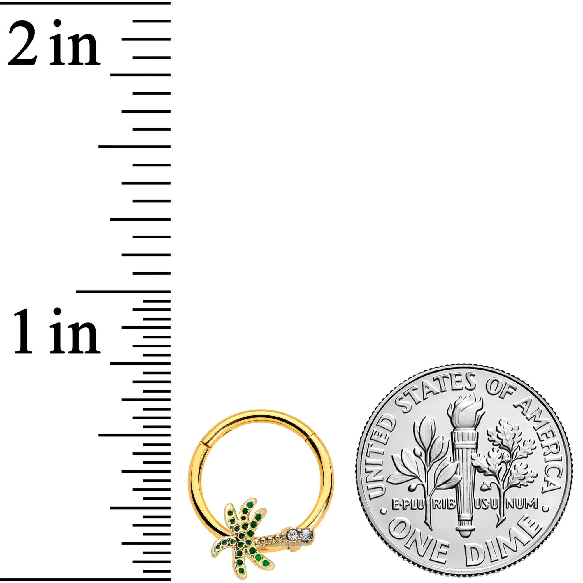 16G 3/8 Gold Tone Retro Palm Tree Hinged Segment Ring - Image 3