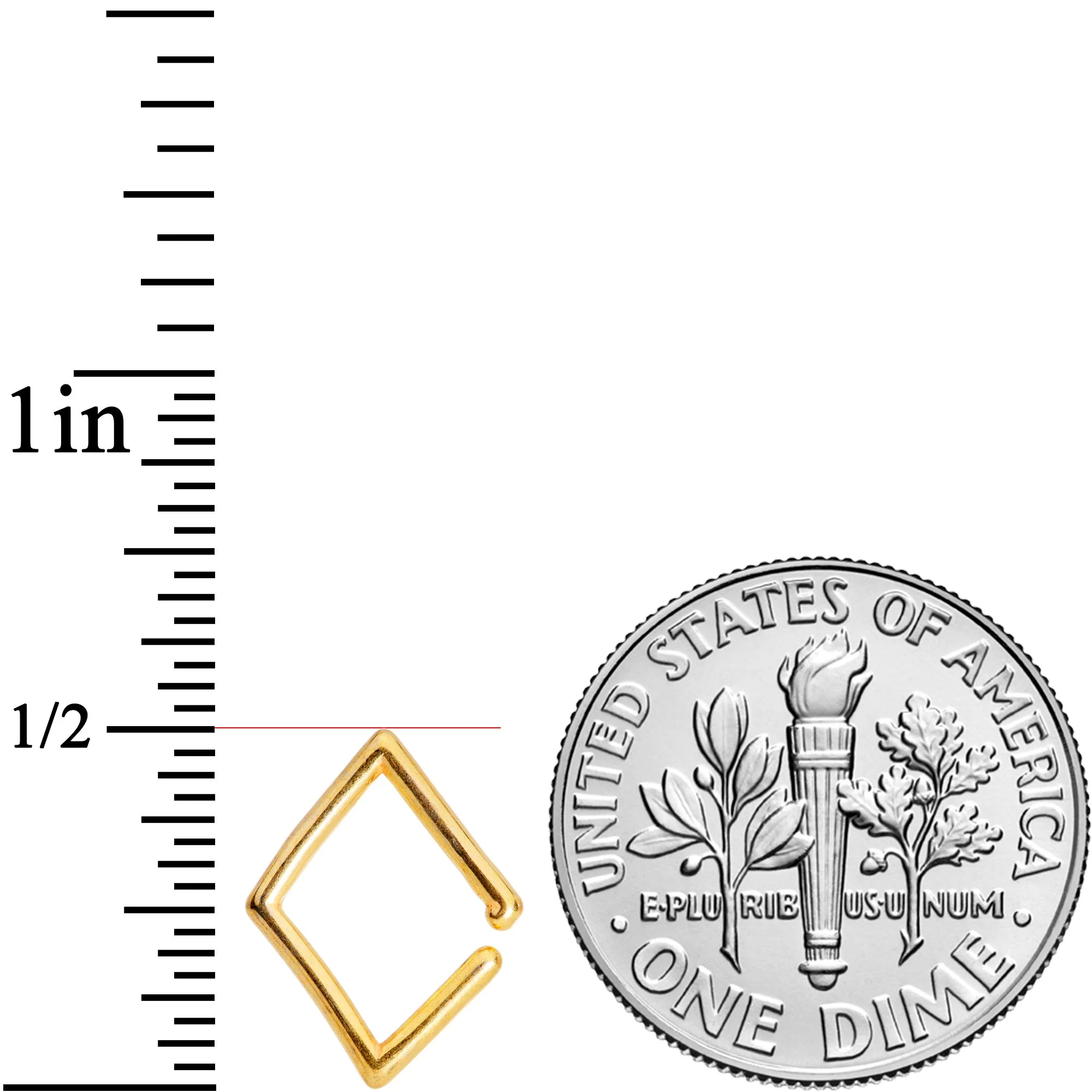 16G 3/8 Gold Tone Rhombus Closure Ring - Image 2