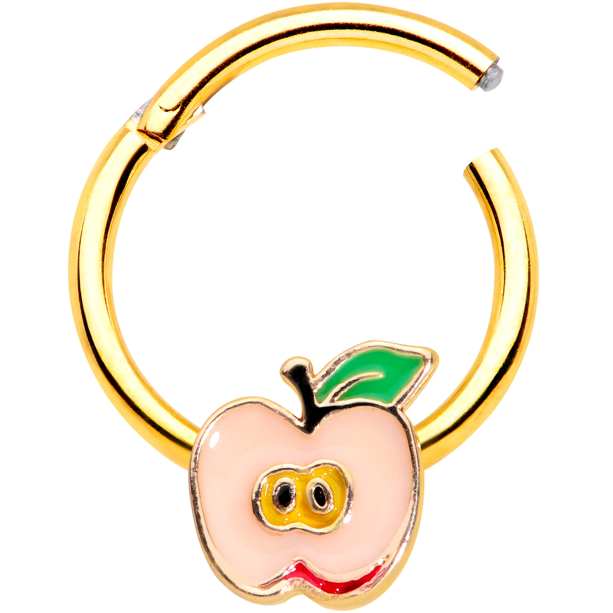 16G 3/8 Gold Tone Sweet Apple Hinged Segment Ring - Image 2
