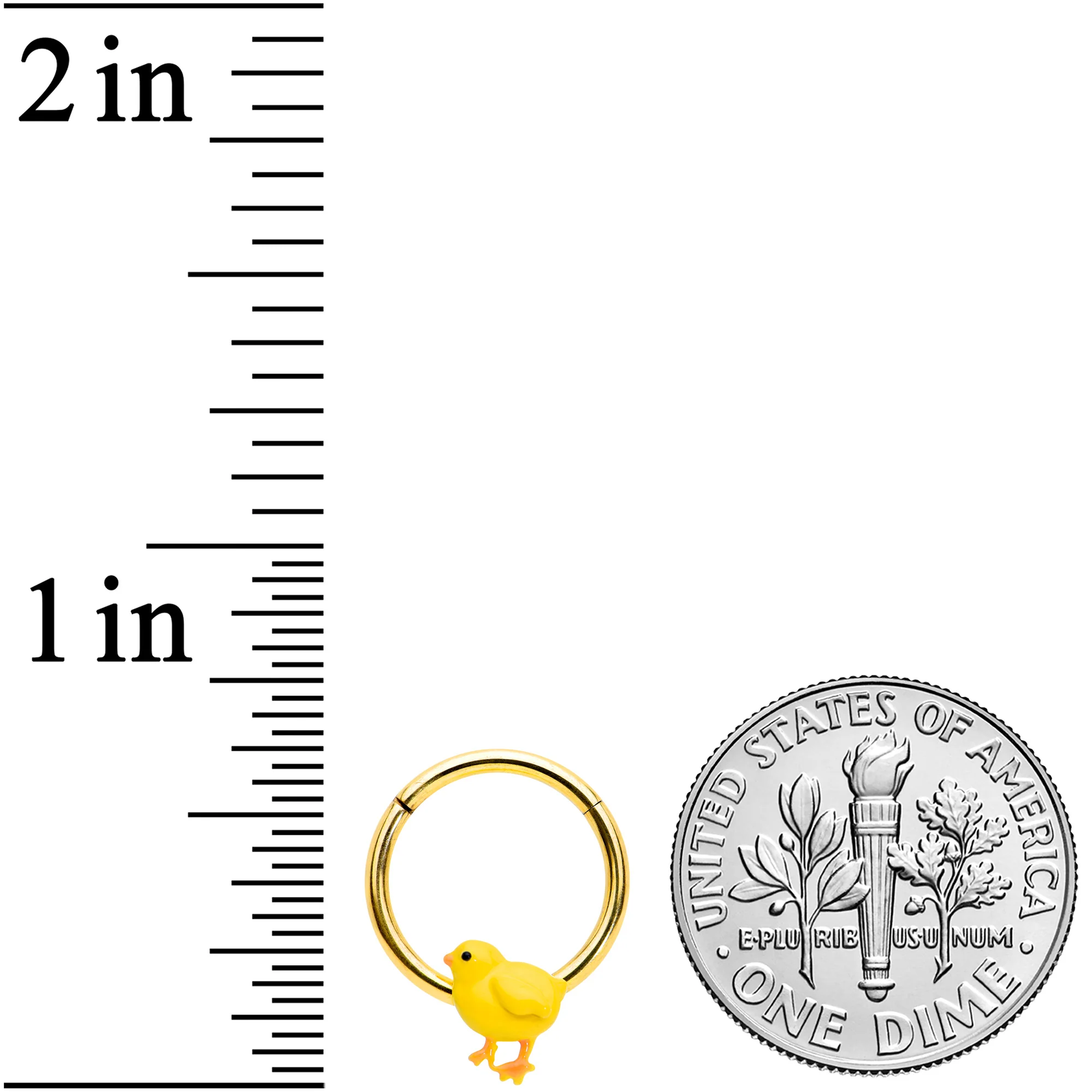 16G 3/8 Gold Tone Yellow Easter Chick Hinged Segment Ring - Image 3
