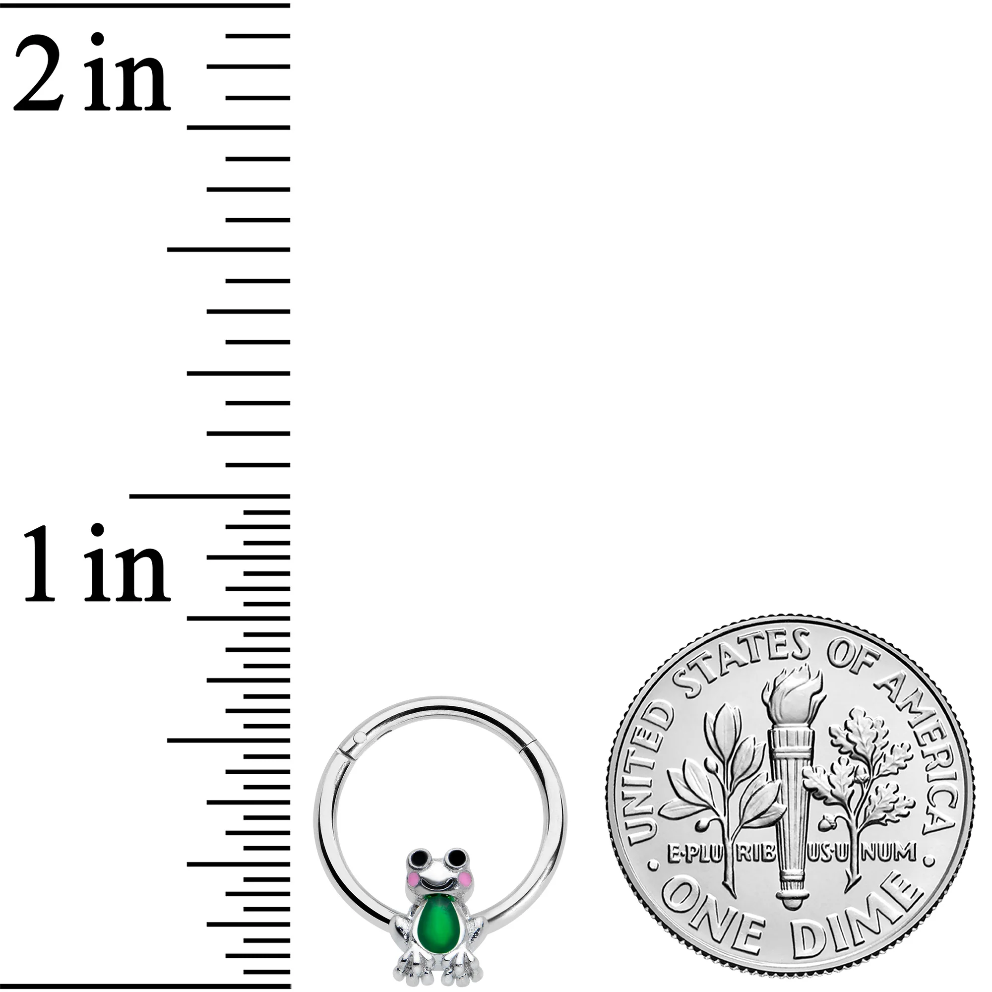 16G 3/8 Green Groovy Frog Hinged Segment Ring - Image 3