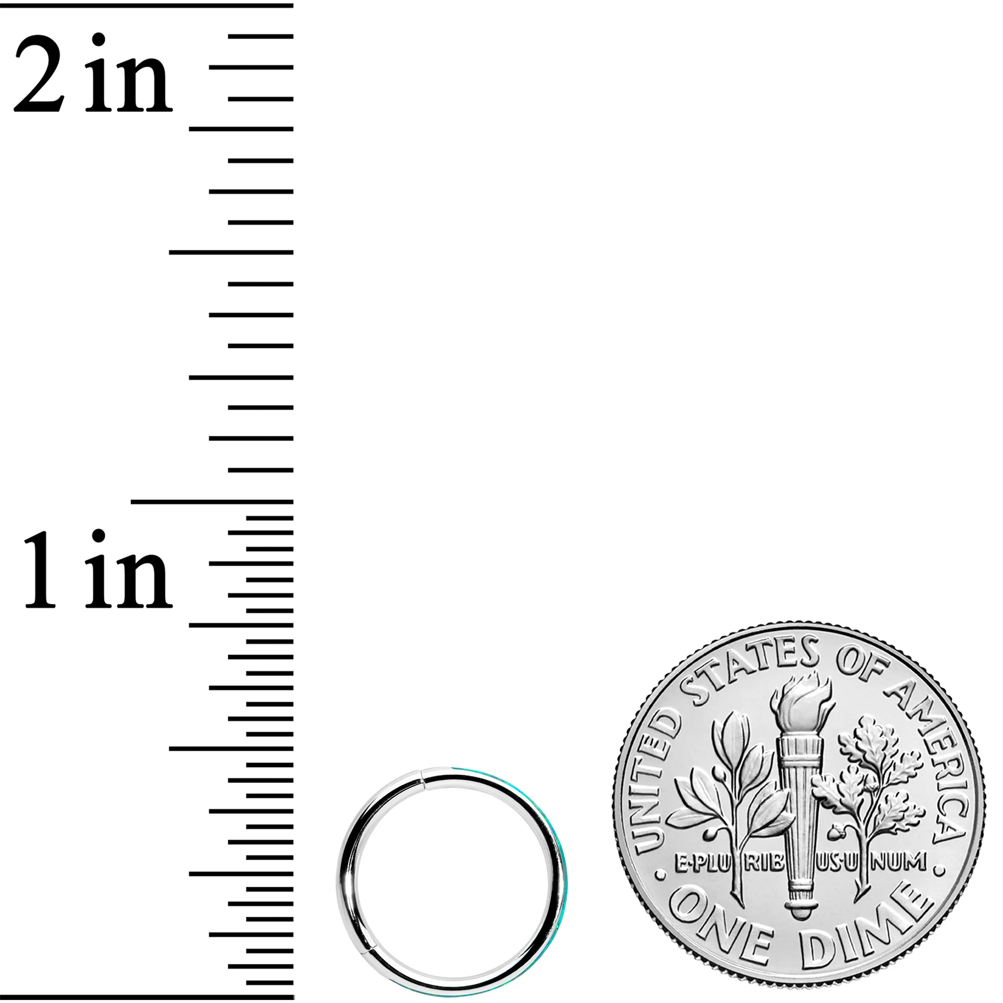 16G 3/8 Green Synthetic Opal Forward Facing Hinged Segment Ring - Image 4