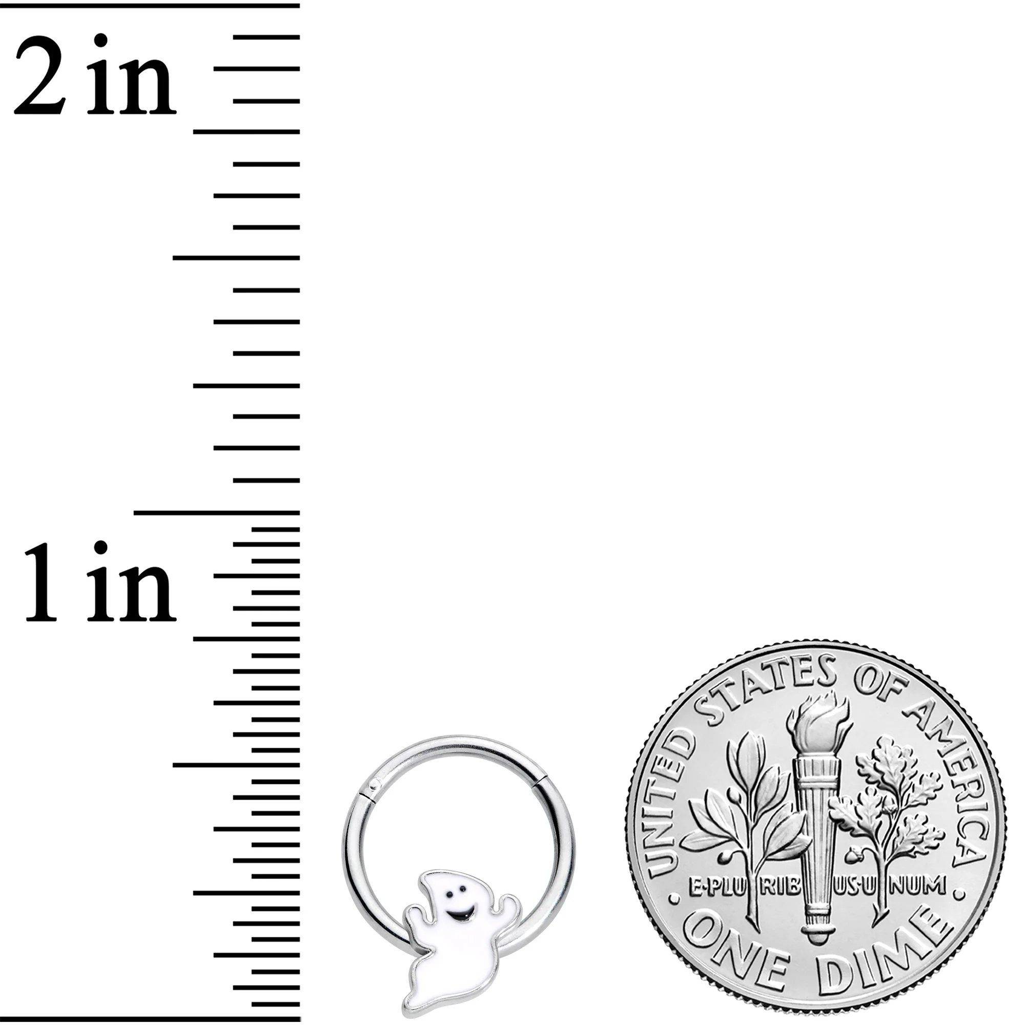 16G 3/8 Happy Ghost Halloween Hinged Segment Ring - Image 3