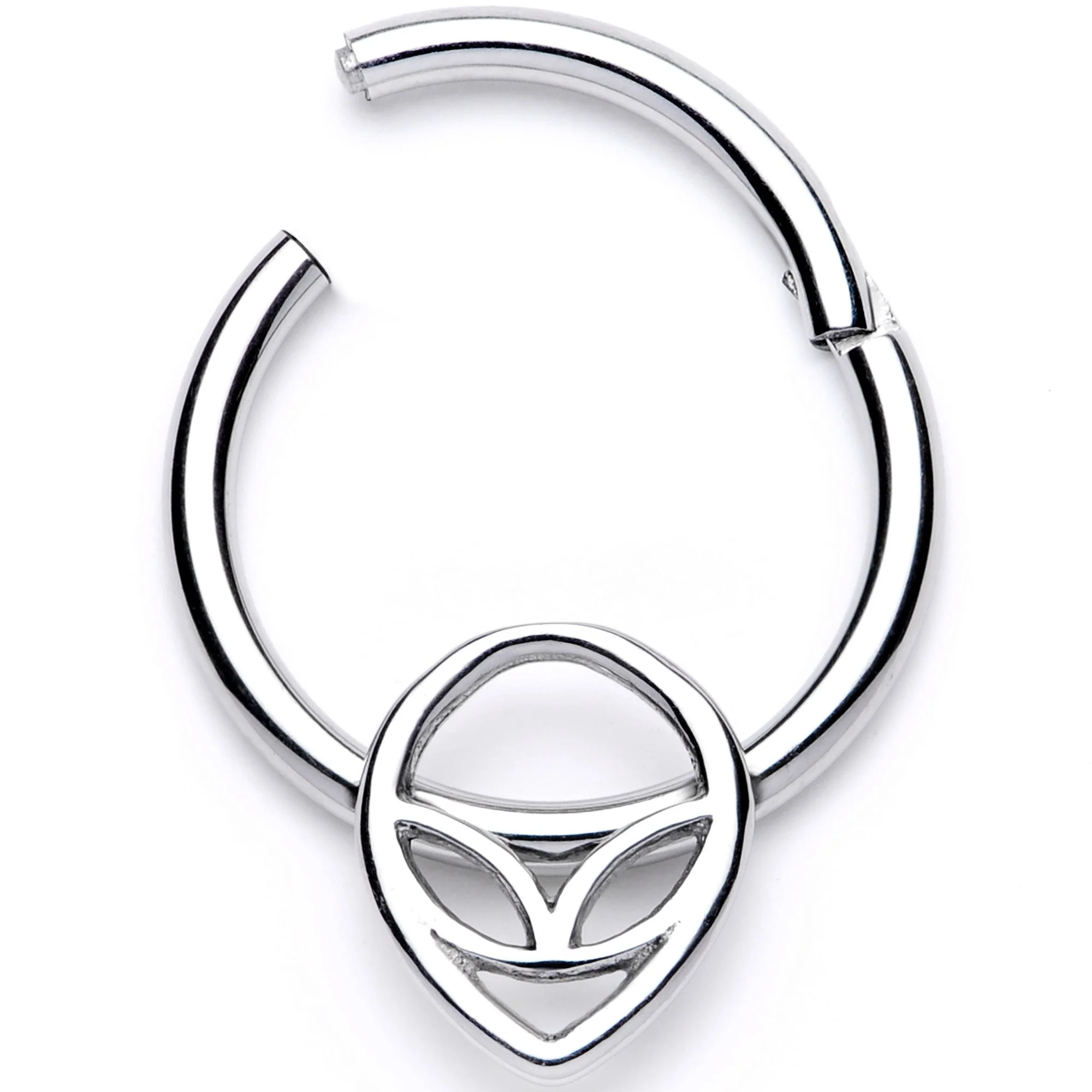 16G 3/8 Happy Smiling Alien Hinged Segment Ring - Image 2