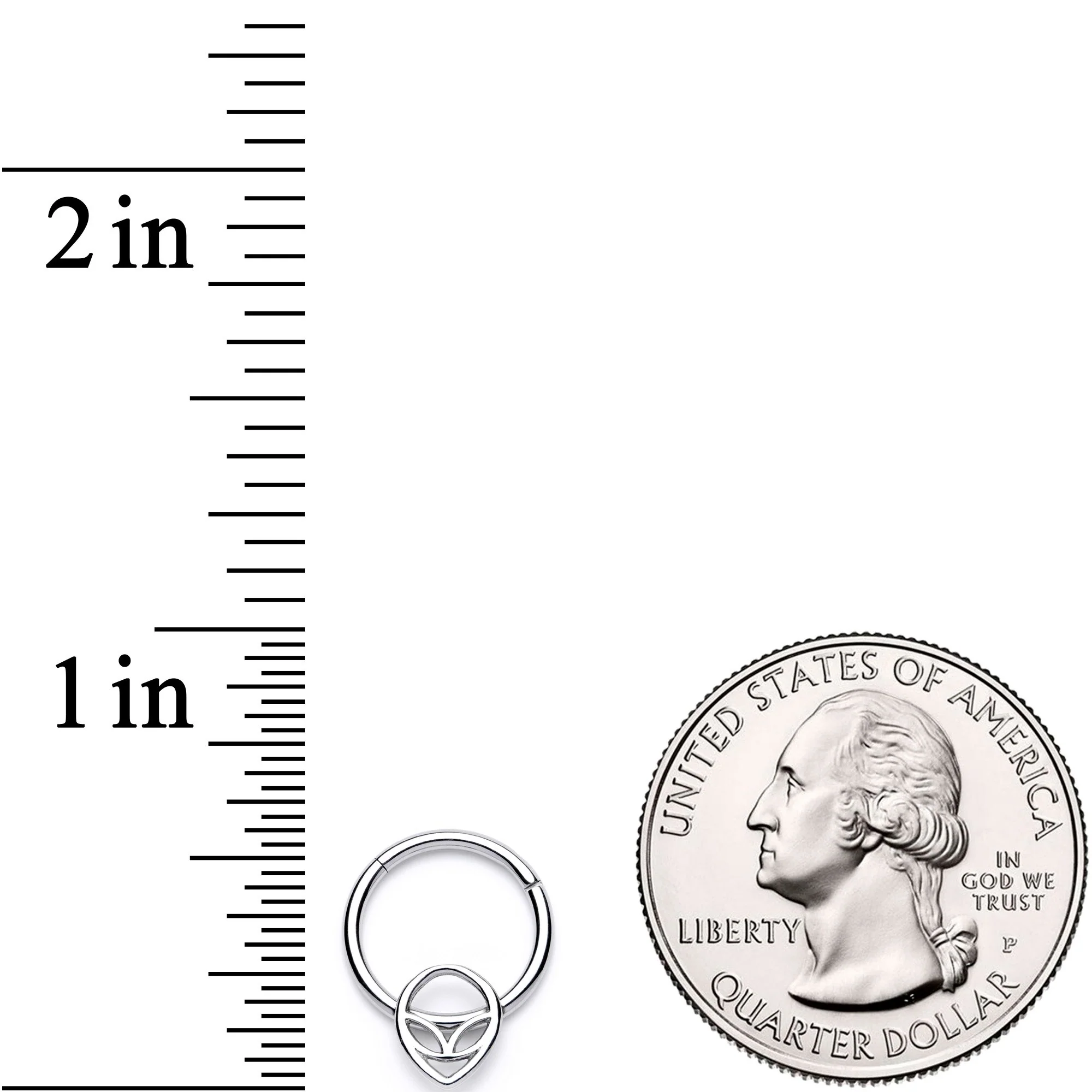 16G 3/8 Happy Smiling Alien Hinged Segment Ring - Image 3