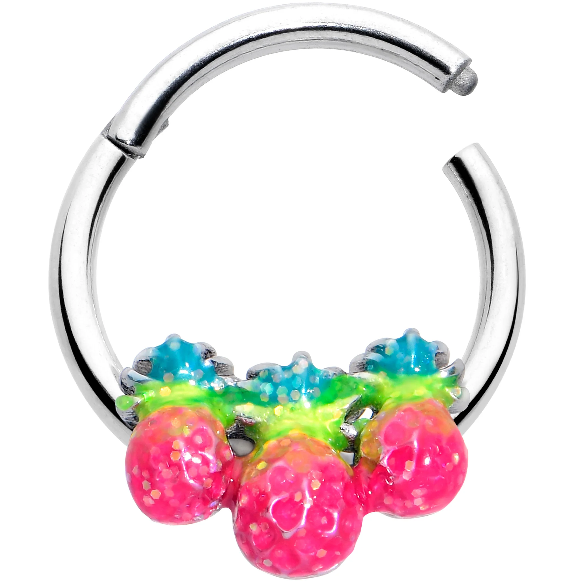 16G 3/8 Hot Tropical Pineapples Hinged Segment Ring - Image 2