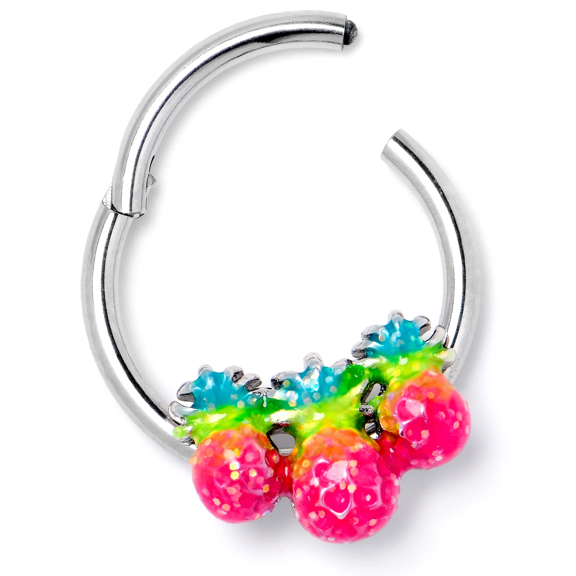 16G 3/8 Hot Tropical Pineapples Hinged Segment Ring - Image 5