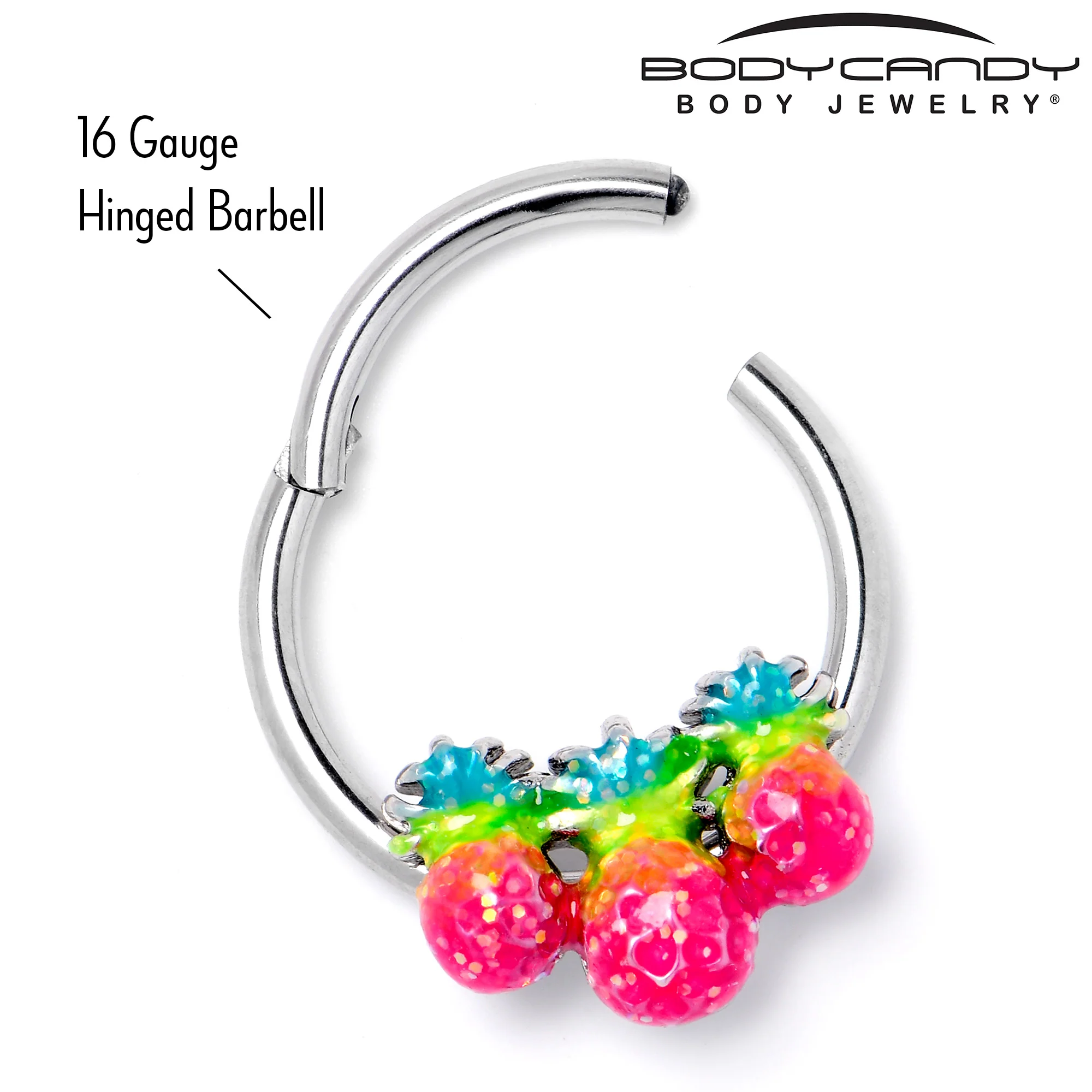 16G 3/8 Hot Tropical Pineapples Hinged Segment Ring - Image 6