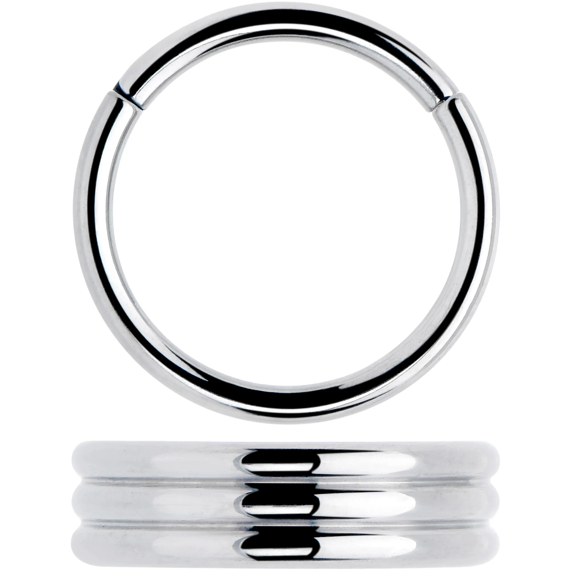 16G 3/8 Implant Grade Titanium Triple Stacked Hinged Segment Ring - Image 3