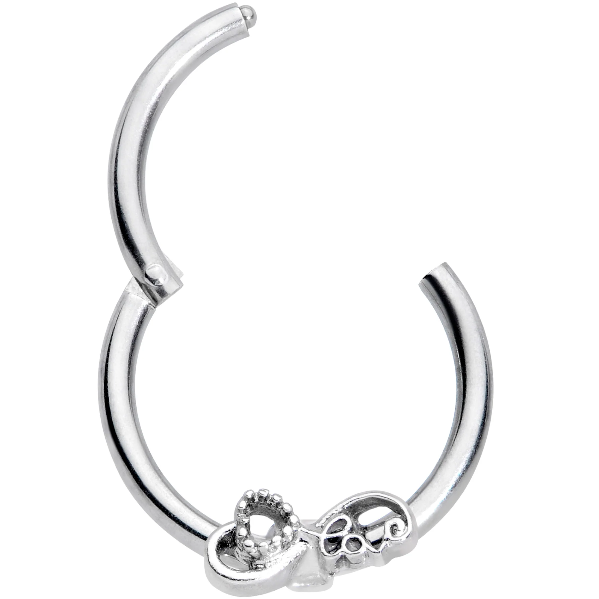 16G 3/8 Infinity Heart Valentines Day Hinged Segment Ring - Image 2