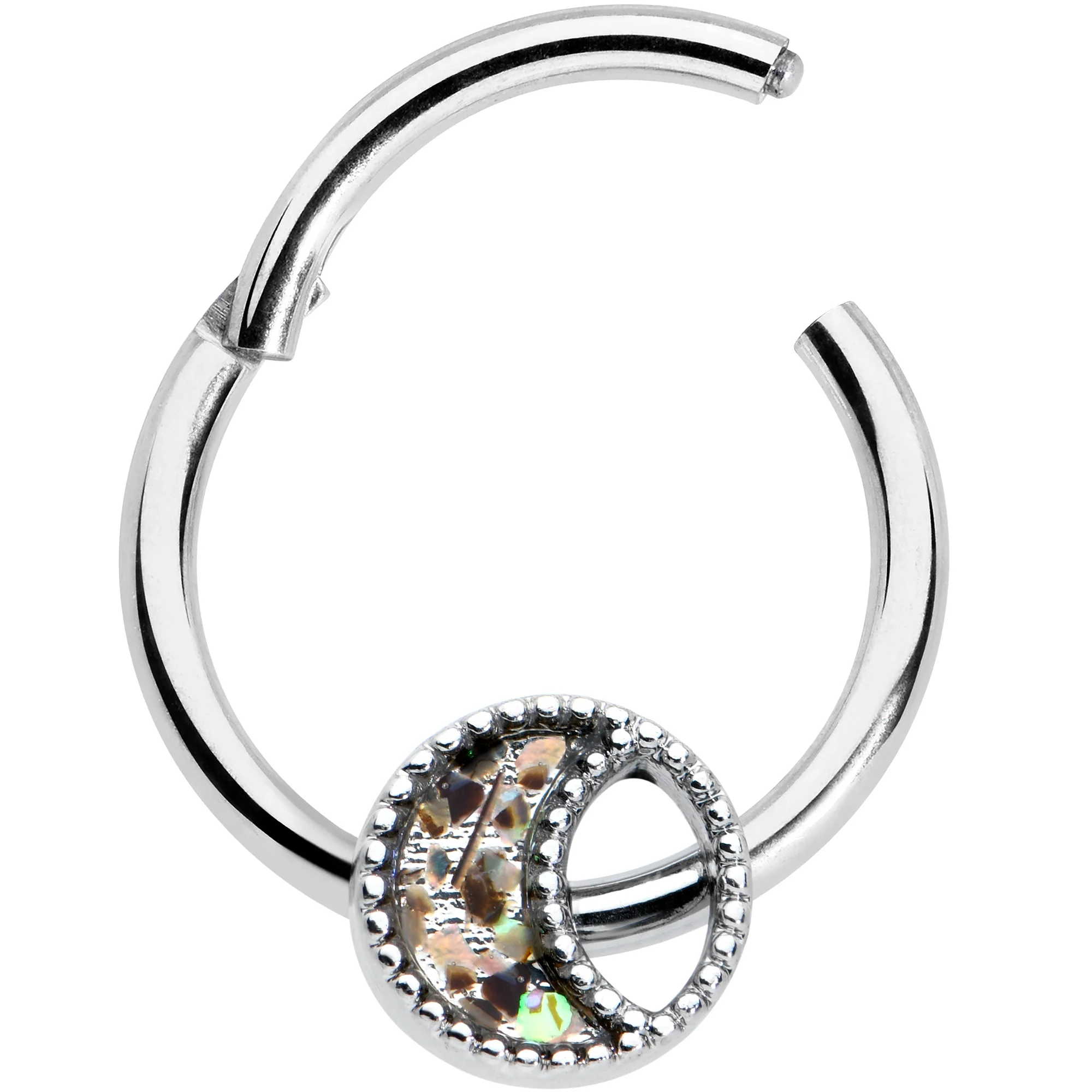 16G 3/8 Iridescent Crescent Moon Hinged Segment Ring - Image 2