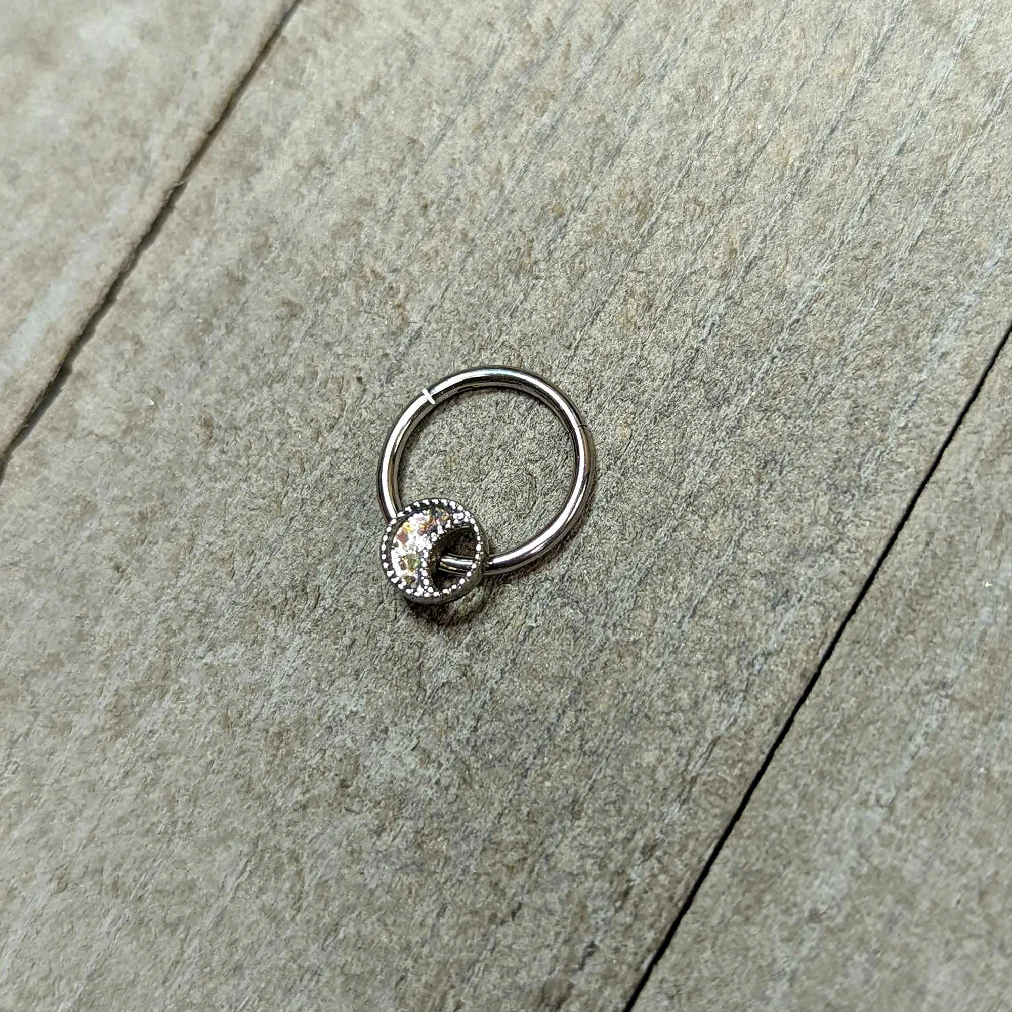 16G 3/8 Iridescent Crescent Moon Hinged Segment Ring - Image 7