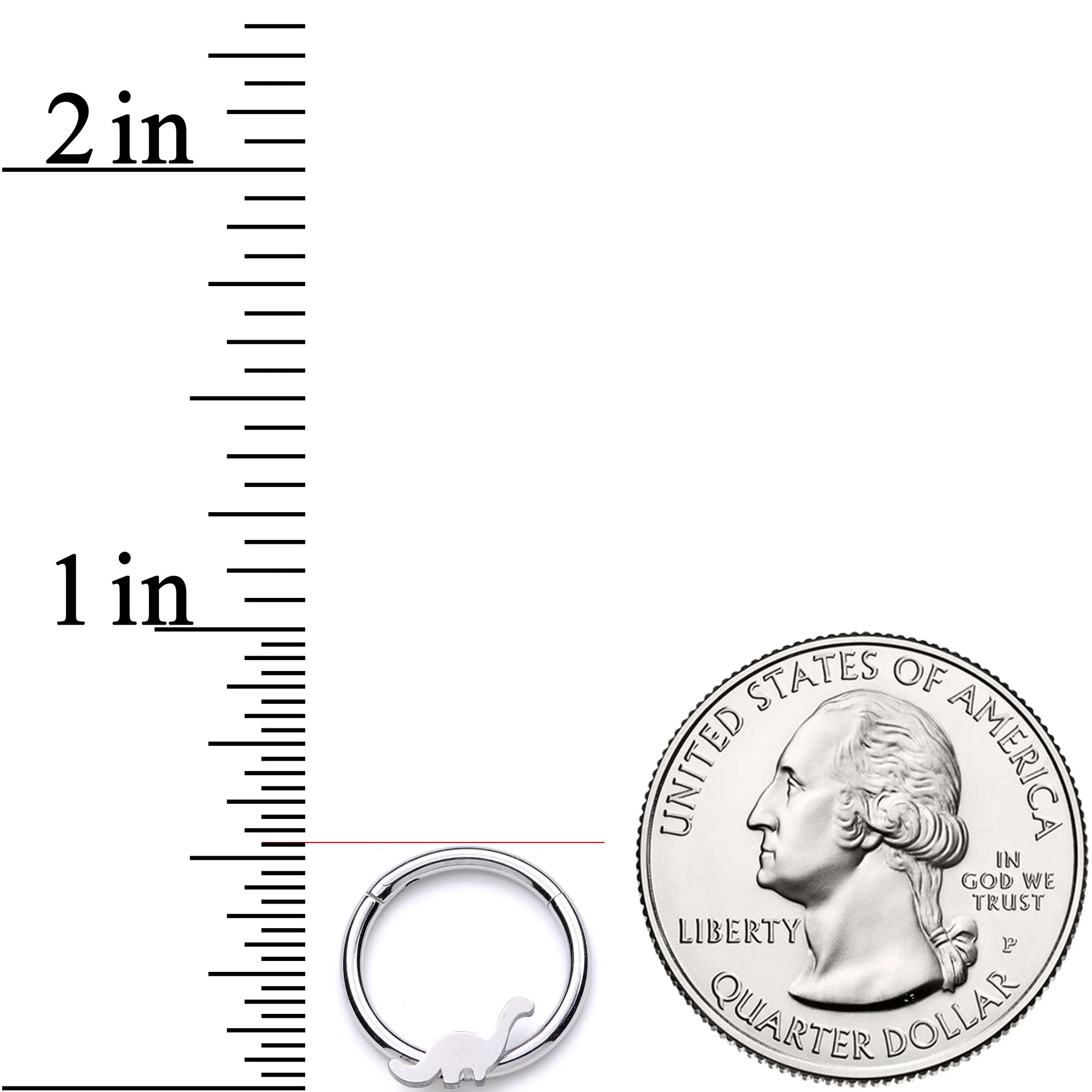 16G 3/8 Itty Bitty Brontosaurus Dinosaur Hinged Segment Ring - Image 3