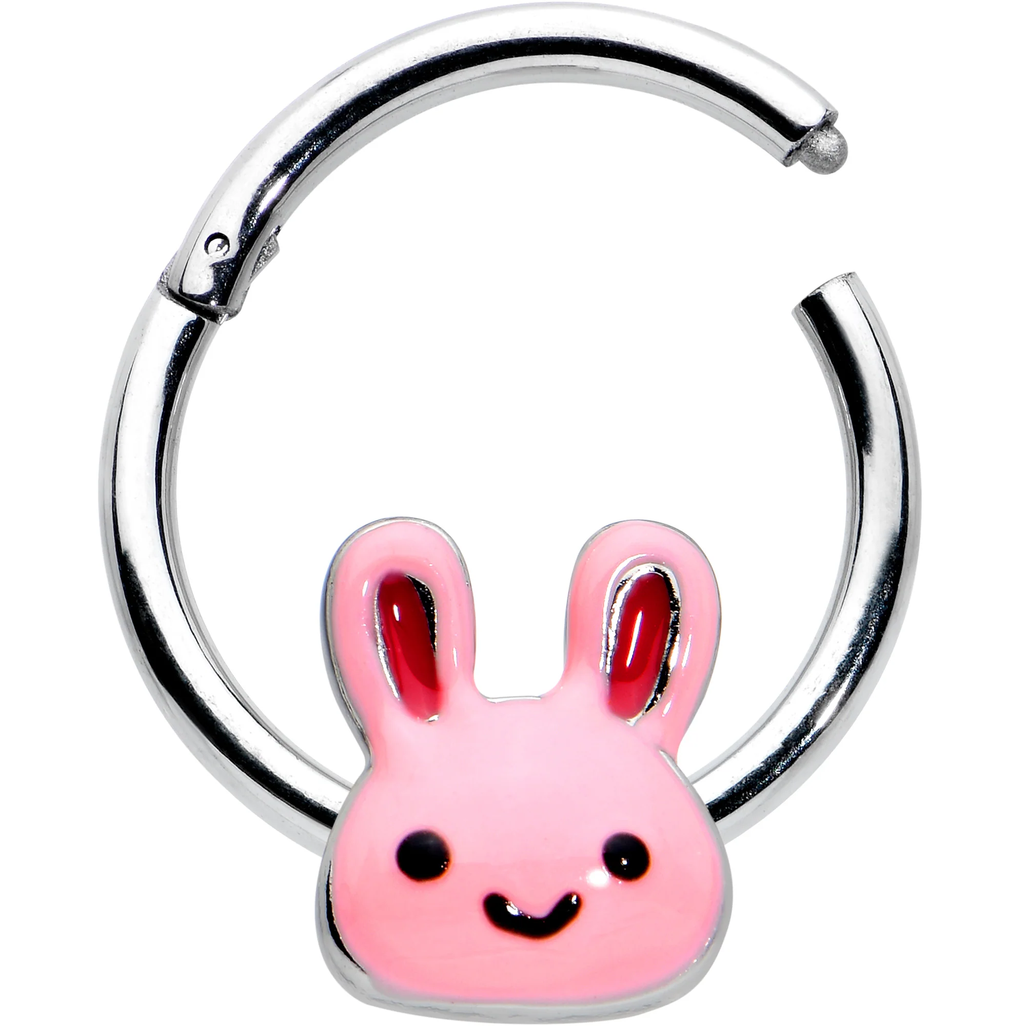 16G 3/8 Kawaii Cutie Easter Bunny Hinged Segment Ring - Image 2