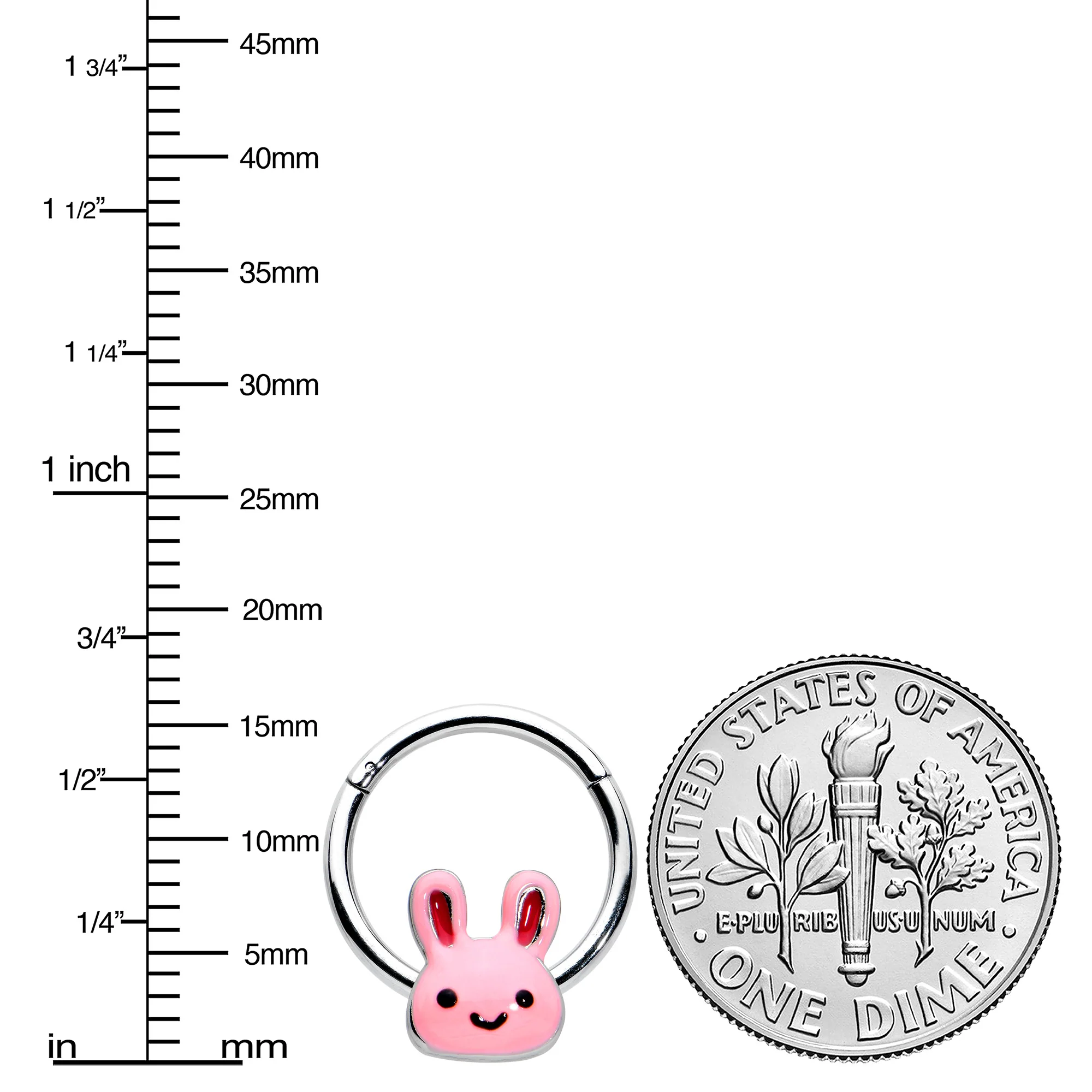 16G 3/8 Kawaii Cutie Easter Bunny Hinged Segment Ring - Image 3