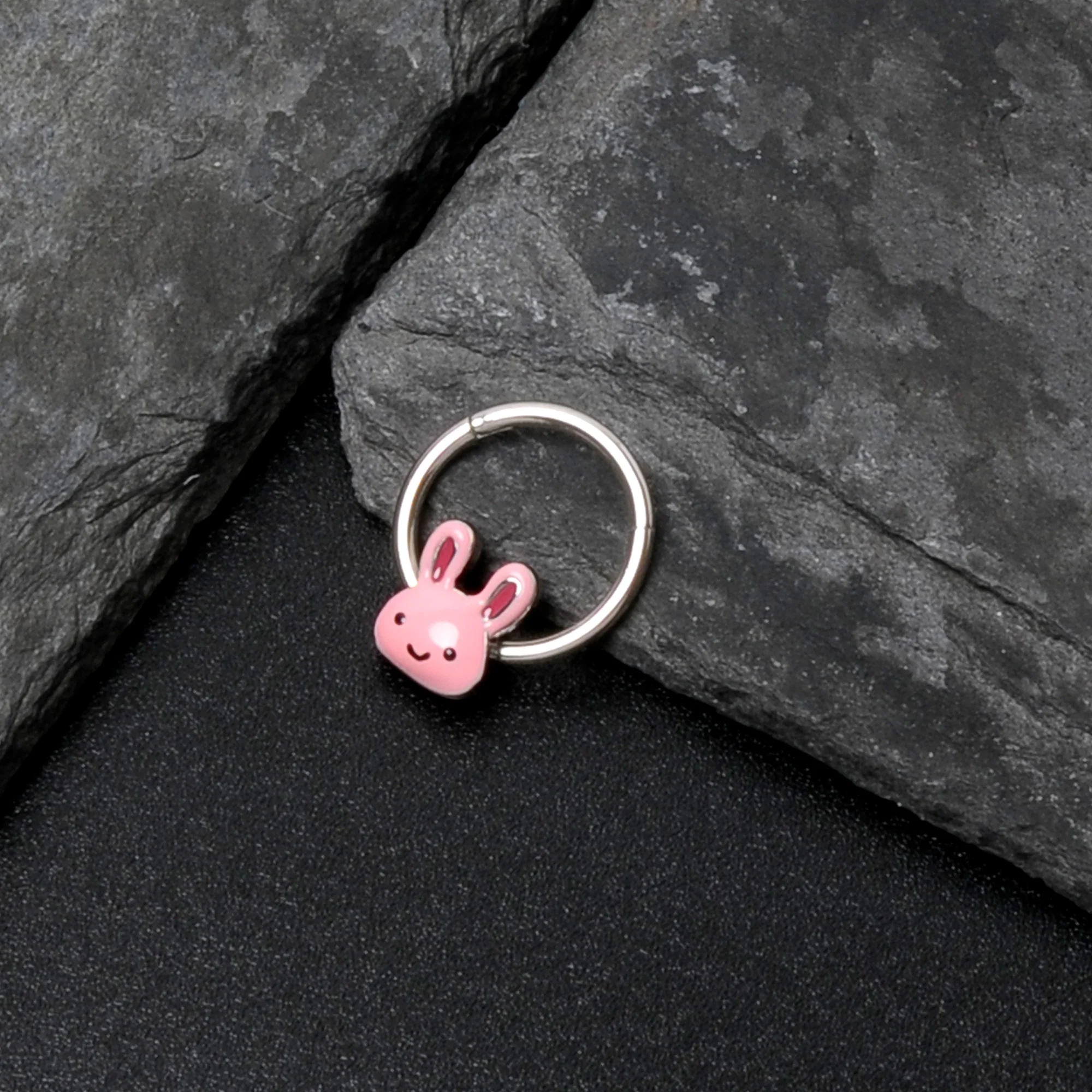 16G 3/8 Kawaii Cutie Easter Bunny Hinged Segment Ring - Image 6