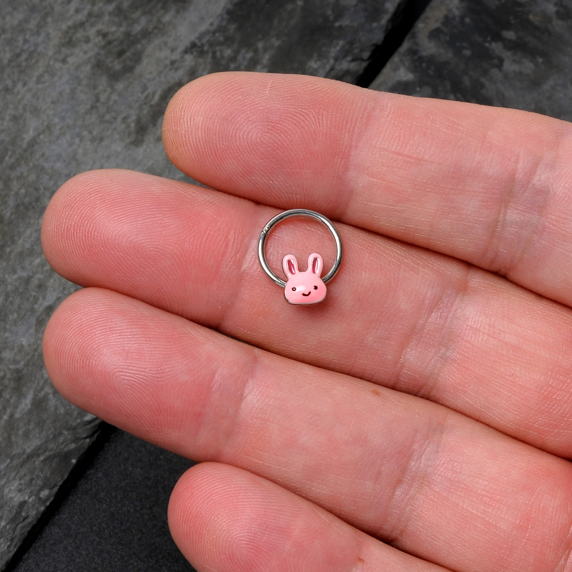 16G 3/8 Kawaii Cutie Easter Bunny Hinged Segment Ring - Image 8