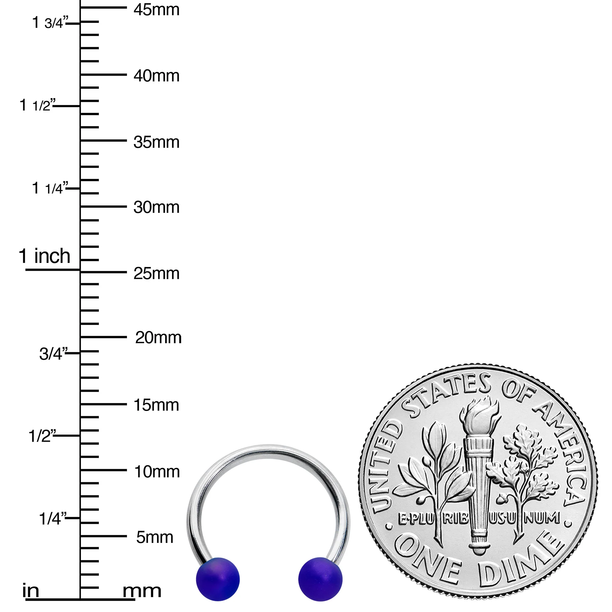 16G 3/8 Matte Blue Aurora Horseshoe Circular Barbell - Image 4