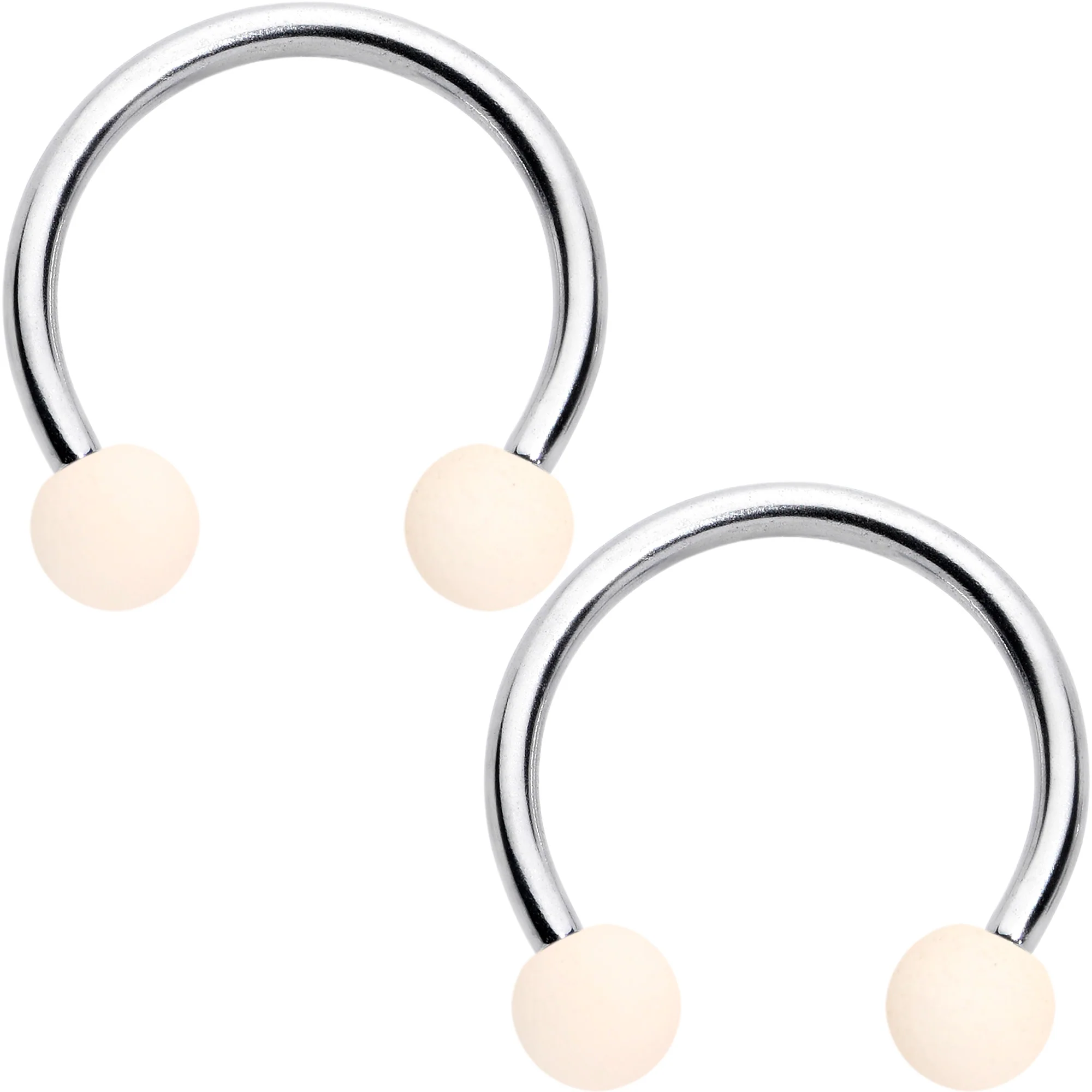 16G 3/8 Matte Brown Peach Cream Horseshoe Circular Barbell Set of 6 - Image 5