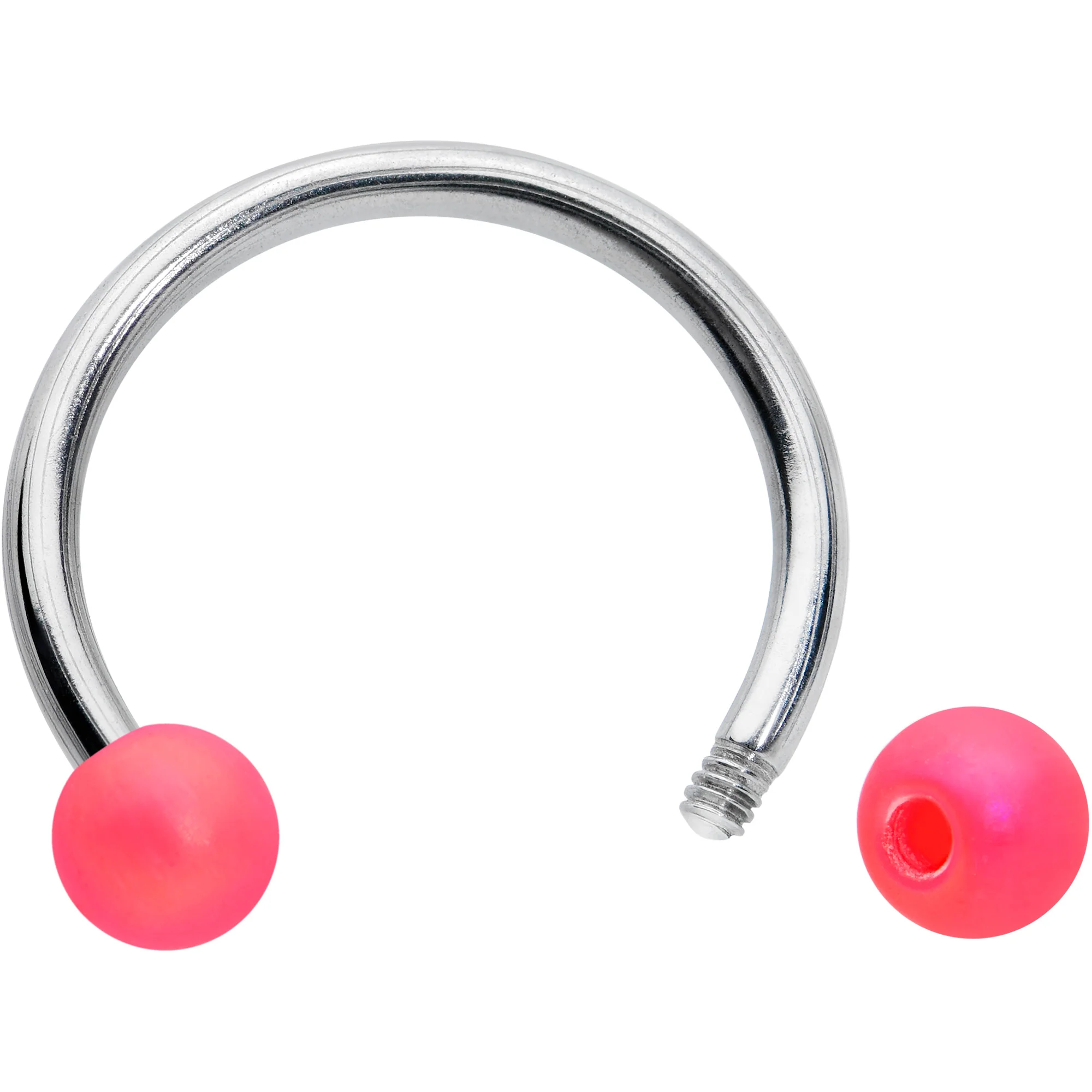 16G 3/8 Matte Pink Aurora Horseshoe Circular Barbell - Image 2