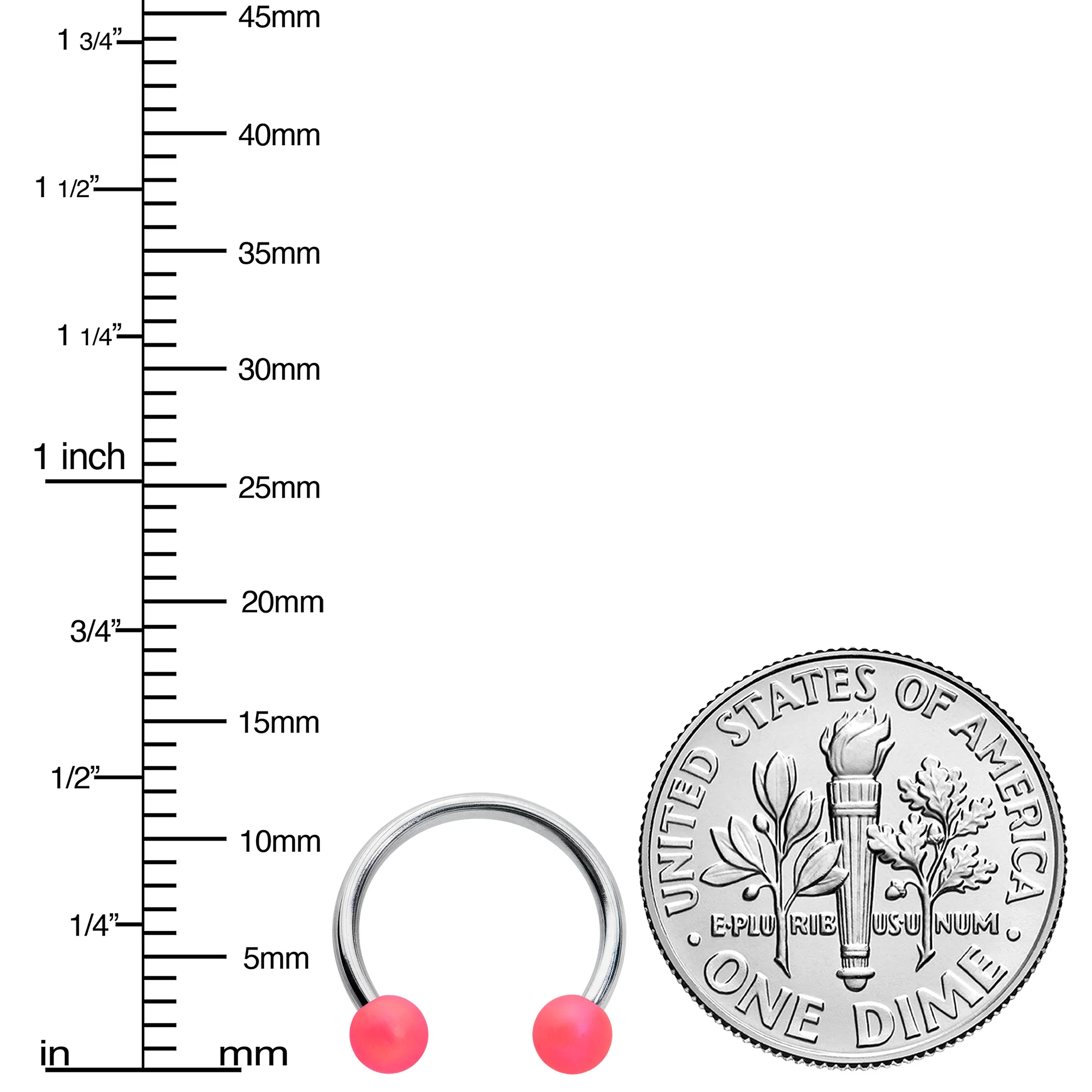 16G 3/8 Matte Pink Aurora Horseshoe Circular Barbell - Image 4