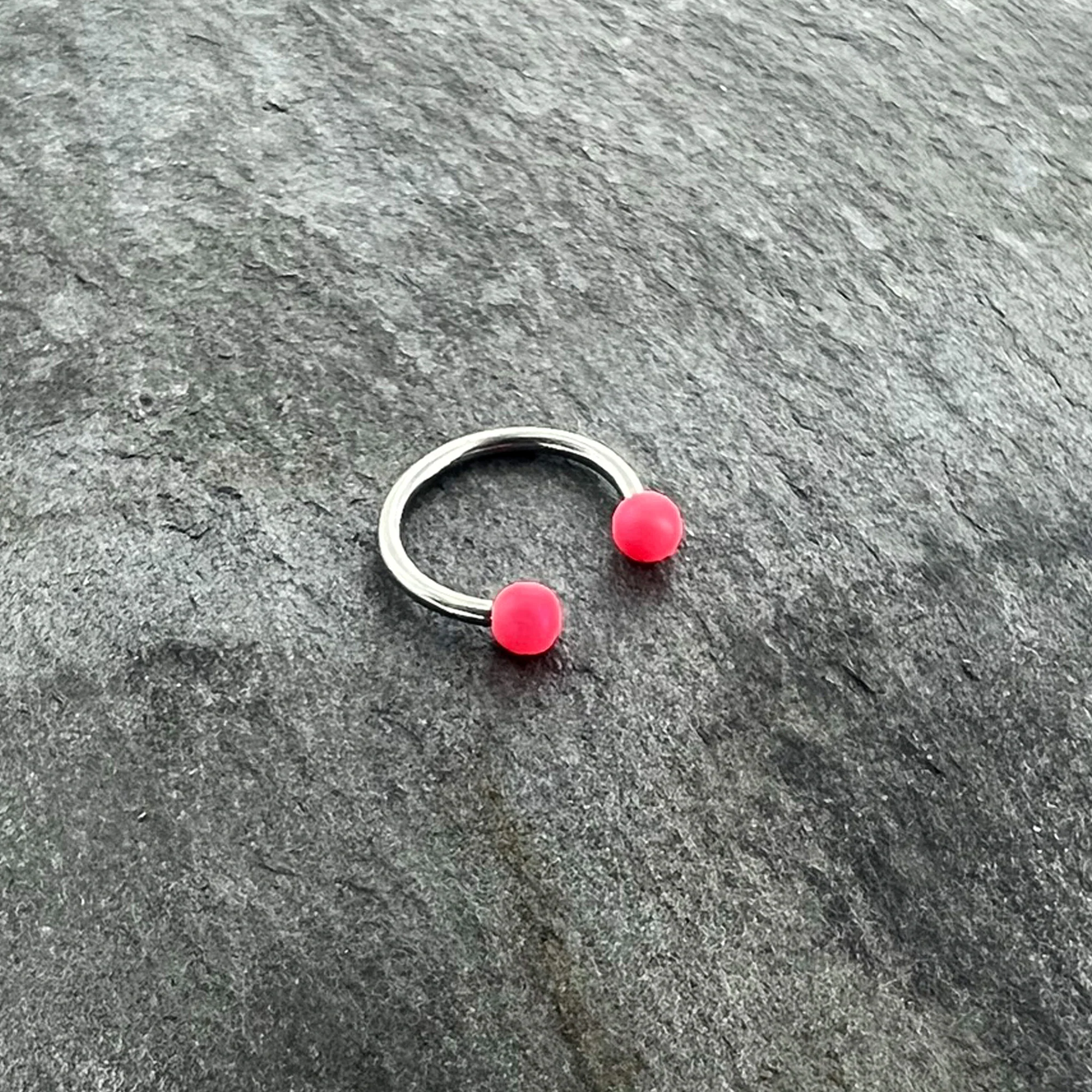 16G 3/8 Matte Pink Aurora Horseshoe Circular Barbell - Image 5