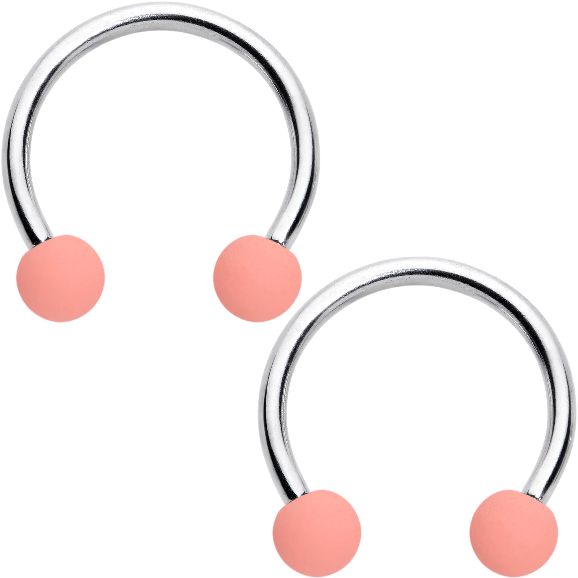 16G 3/8 Matte Pinks Peach Horseshoe Circular Barbell Set of 6 - Image 3