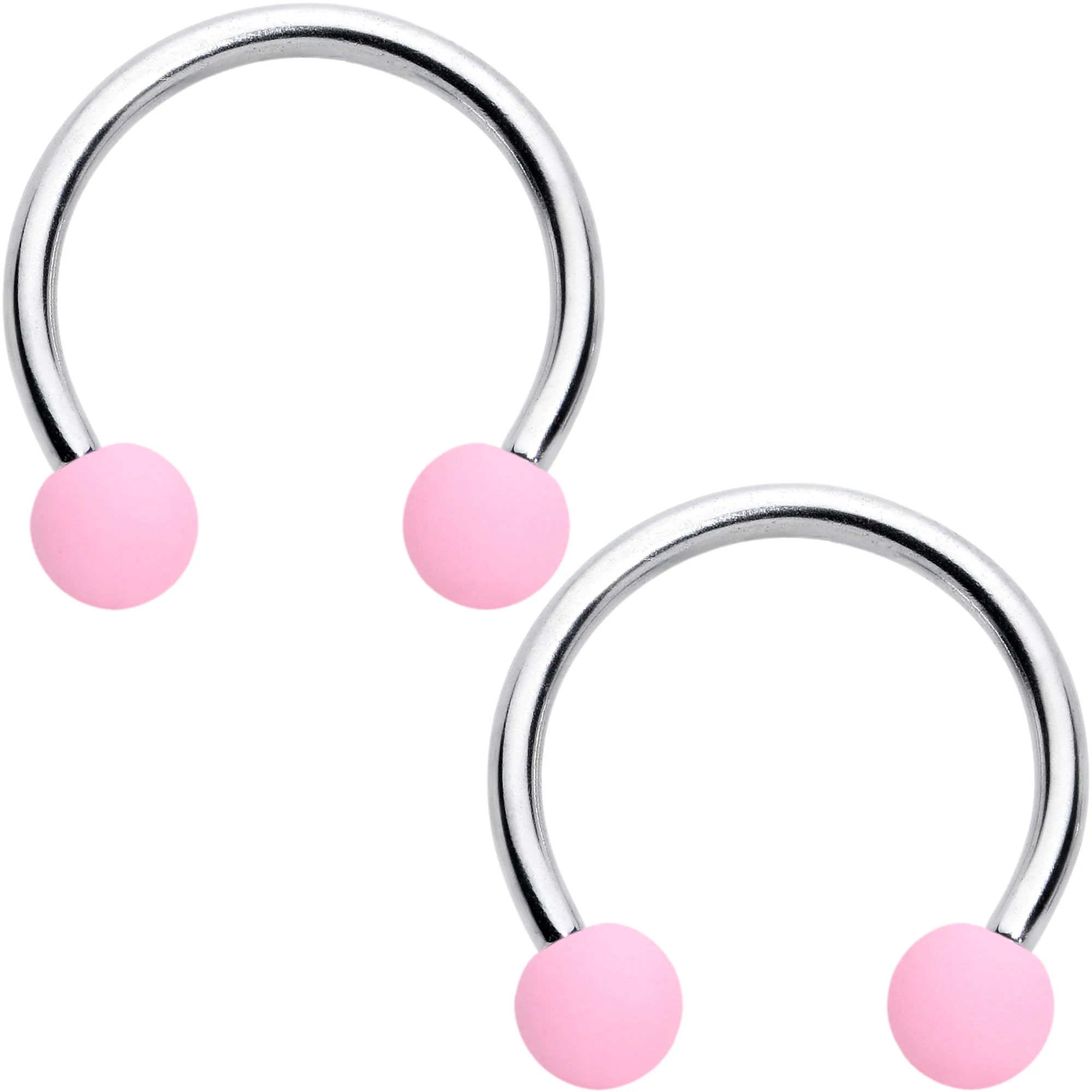 16G 3/8 Matte Pinks Peach Horseshoe Circular Barbell Set of 6 - Image 4