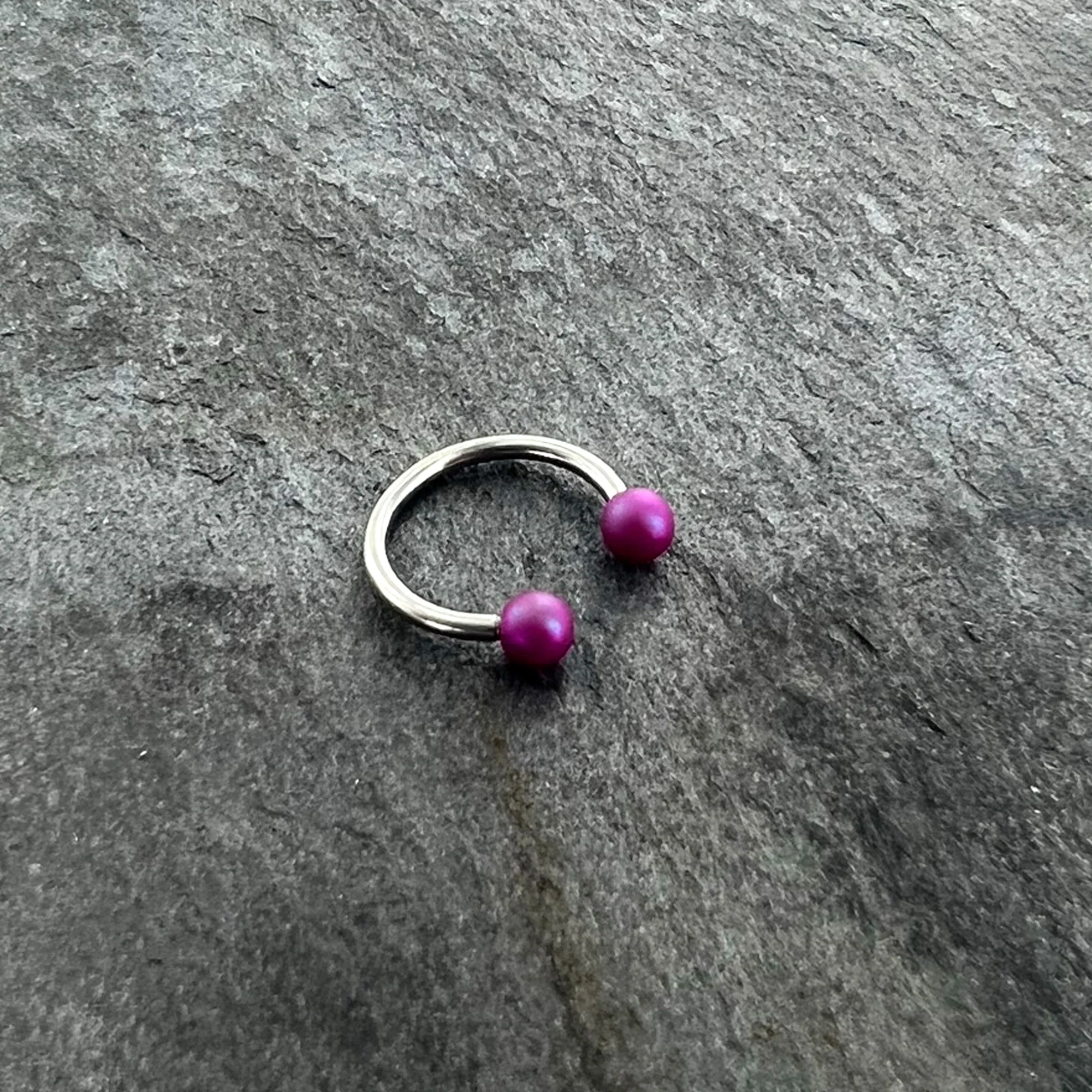 16G 3/8 Matte Purple Aurora Horseshoe Circular Barbell - Image 5
