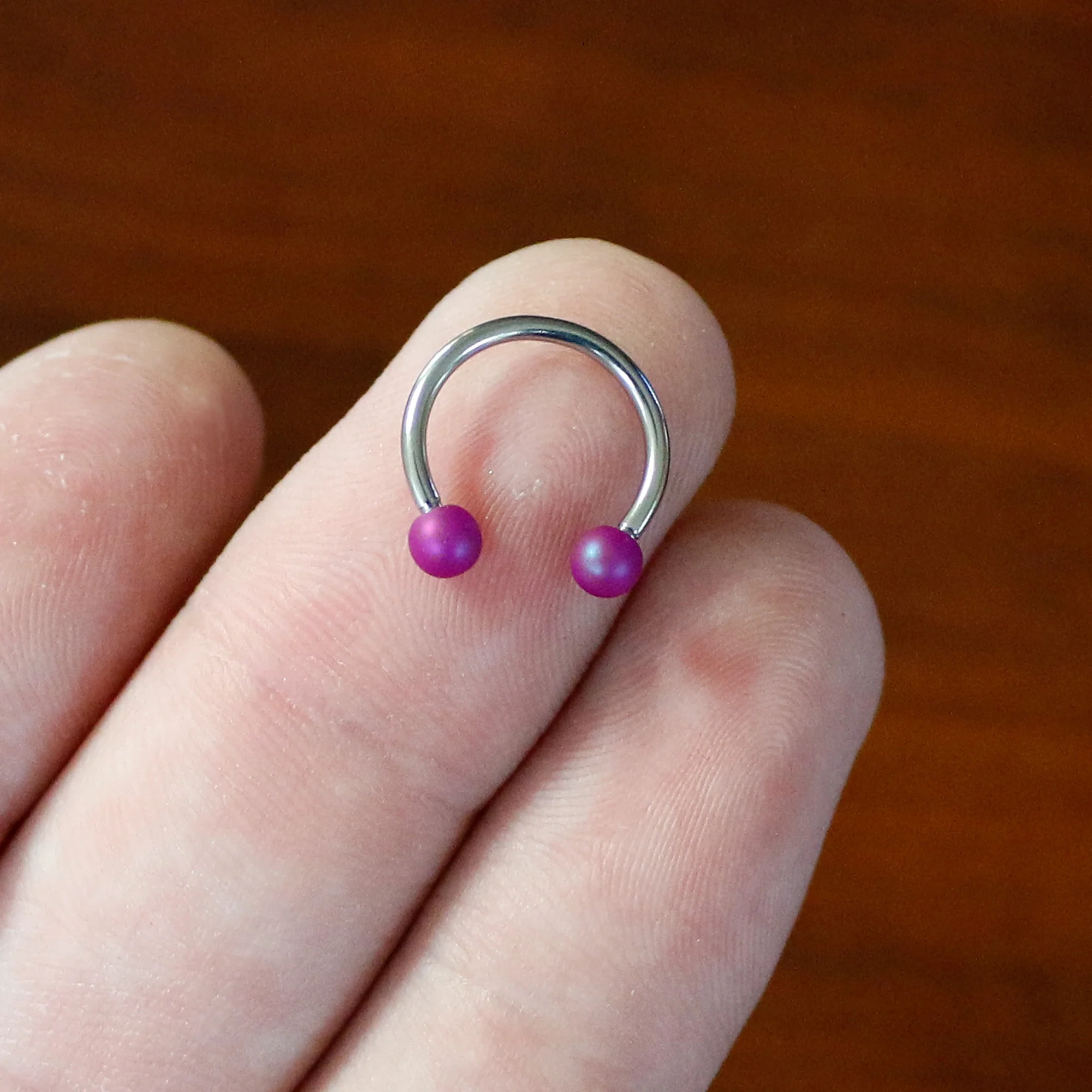 16G 3/8 Matte Purple Aurora Horseshoe Circular Barbell - Image 6
