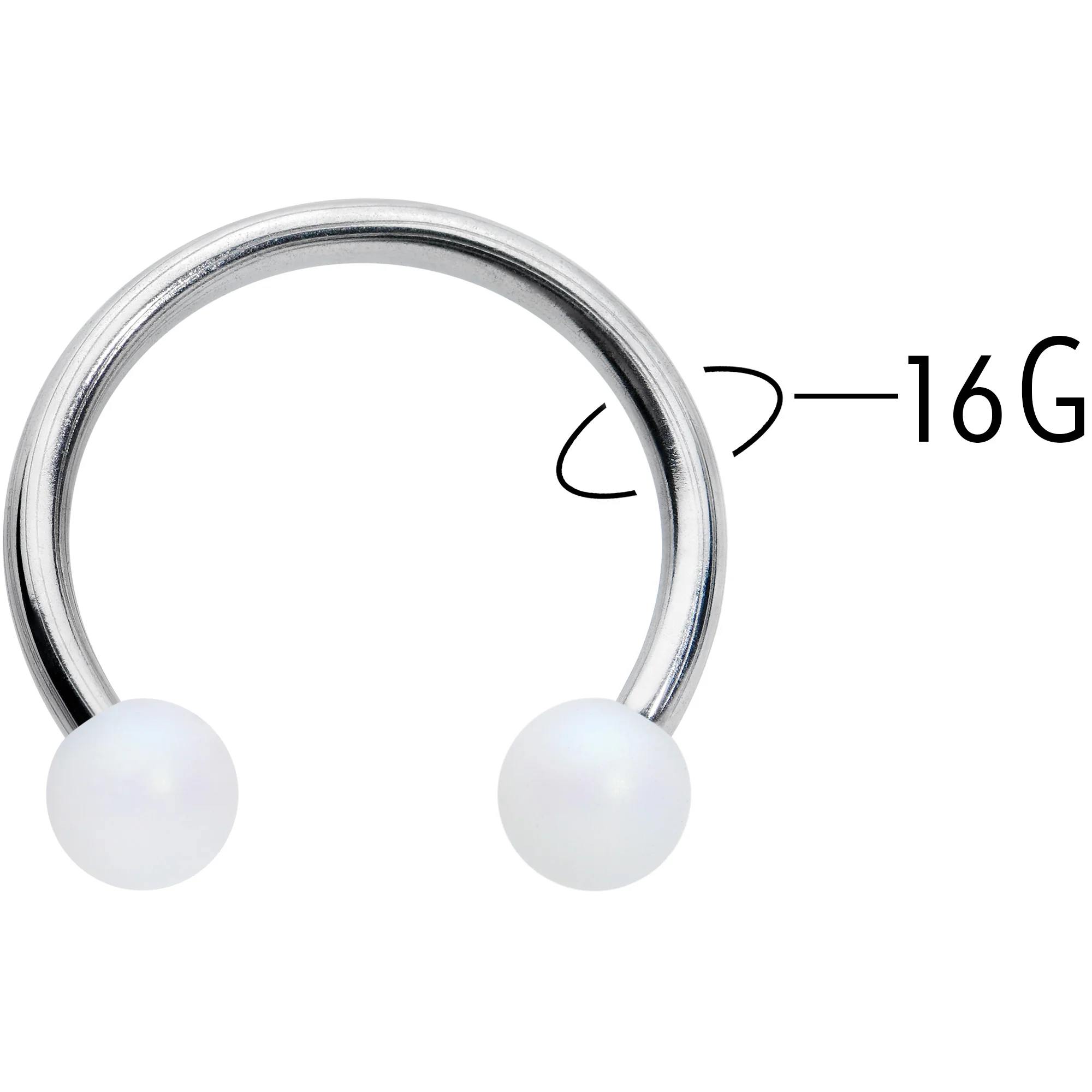 16G 3/8 Matte White Aurora Horseshoe Circular Barbell - Image 3