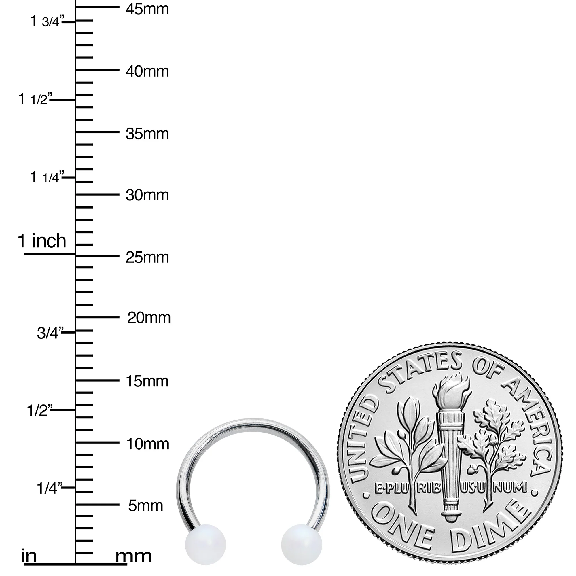 16G 3/8 Matte White Aurora Horseshoe Circular Barbell - Image 4